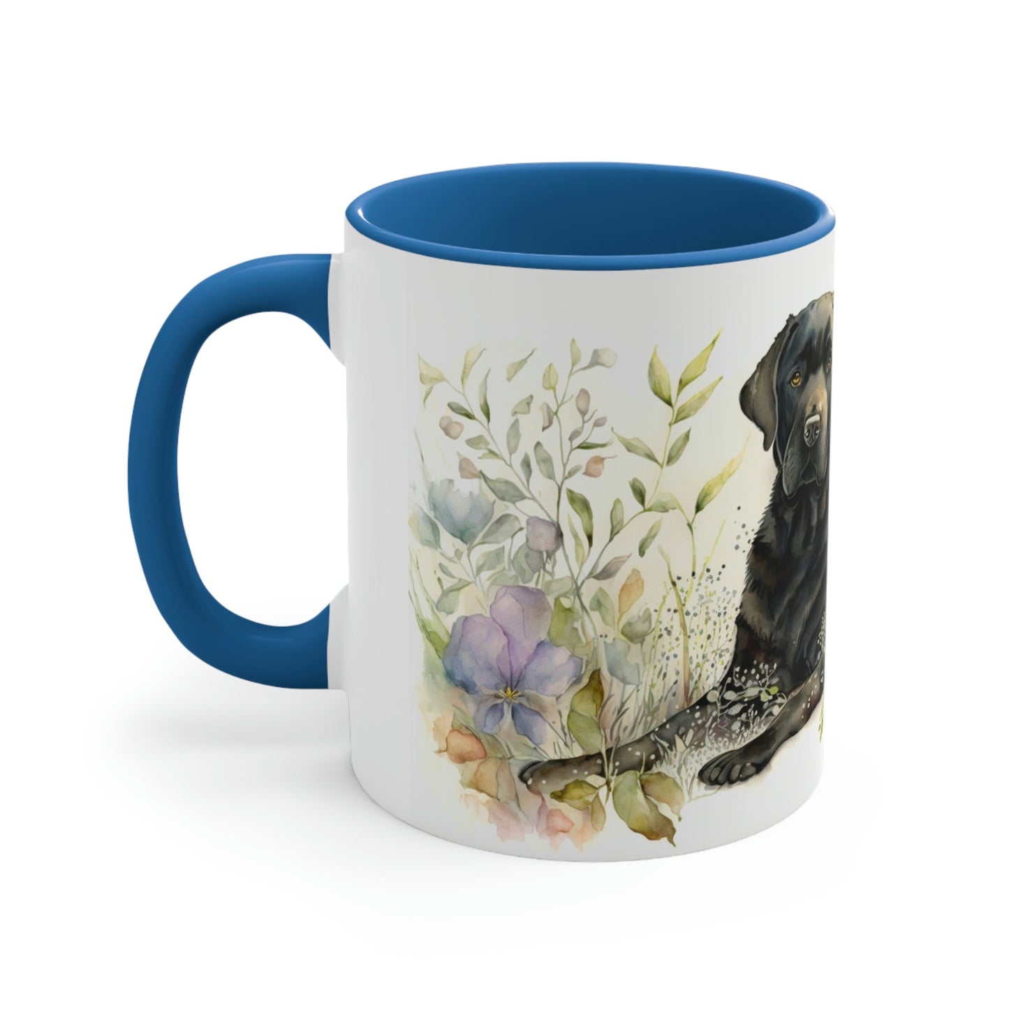 Black Labrador Companion Color Accent Coffee Mug, 11oz