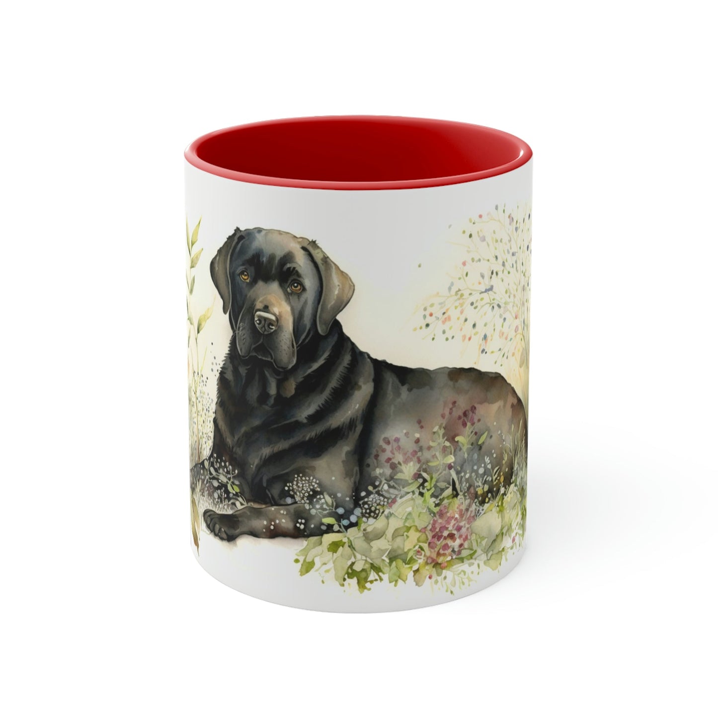 Black Labrador Companion Color Accent Coffee Mug, 11oz