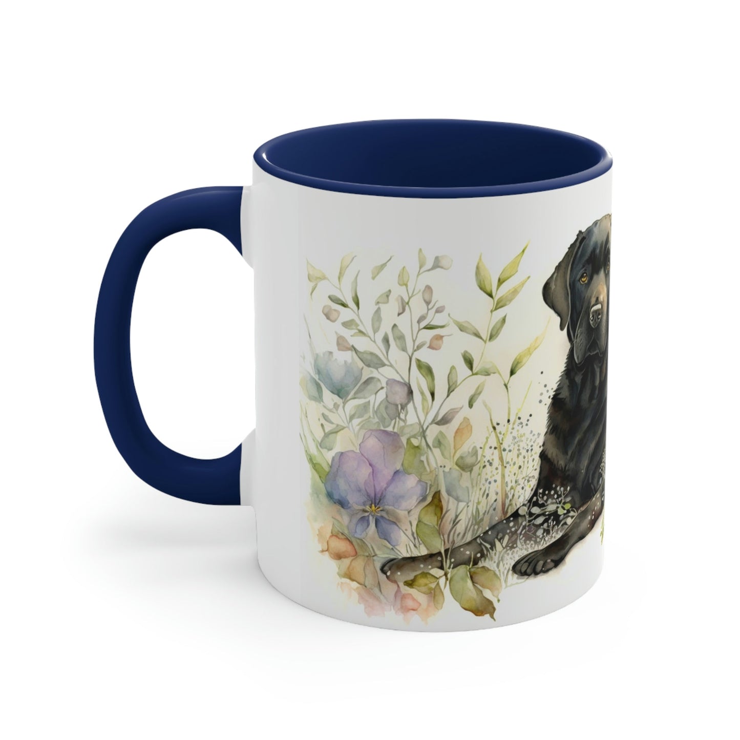 Black Labrador Companion Color Accent Coffee Mug, 11oz