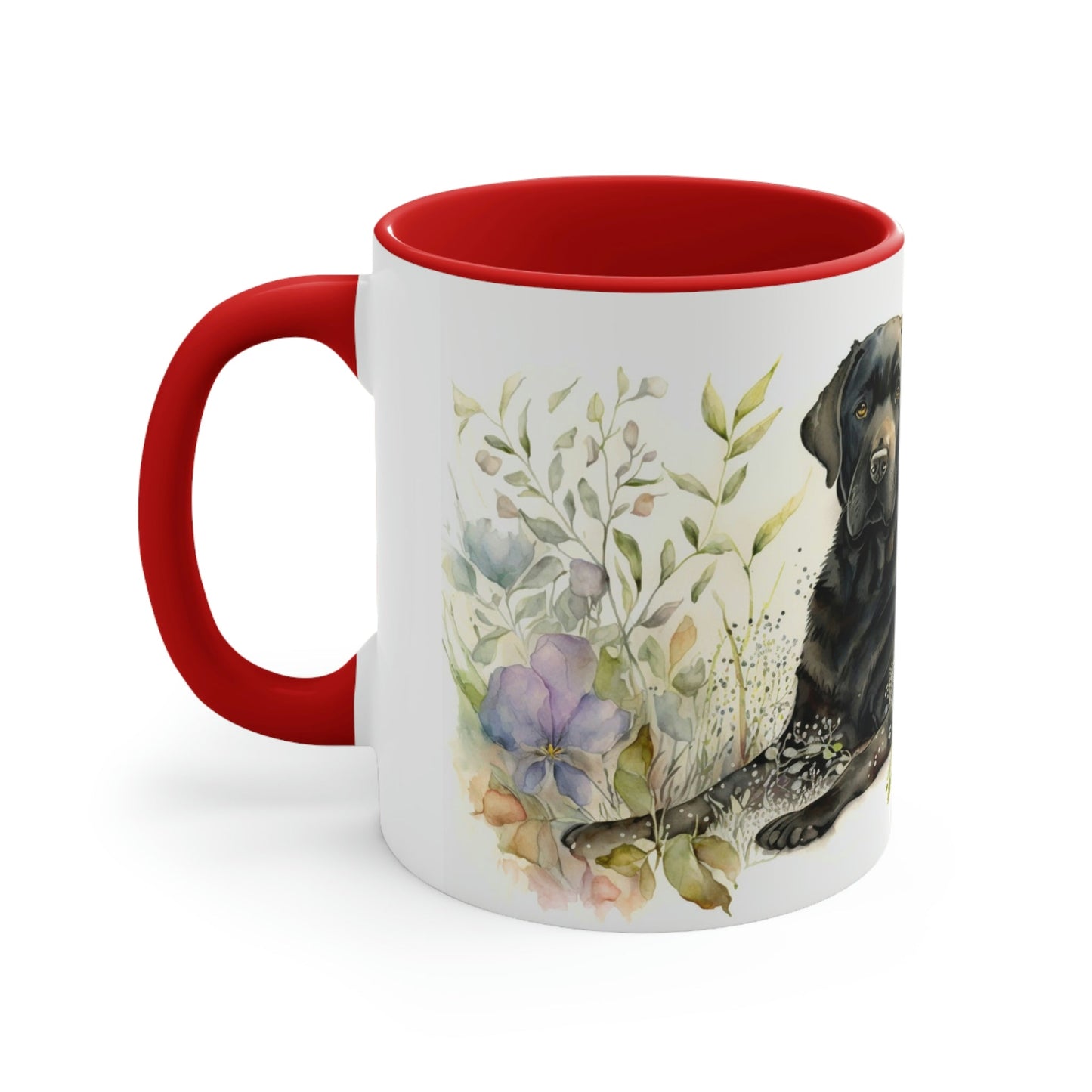 Black Labrador Companion Color Accent Coffee Mug, 11oz
