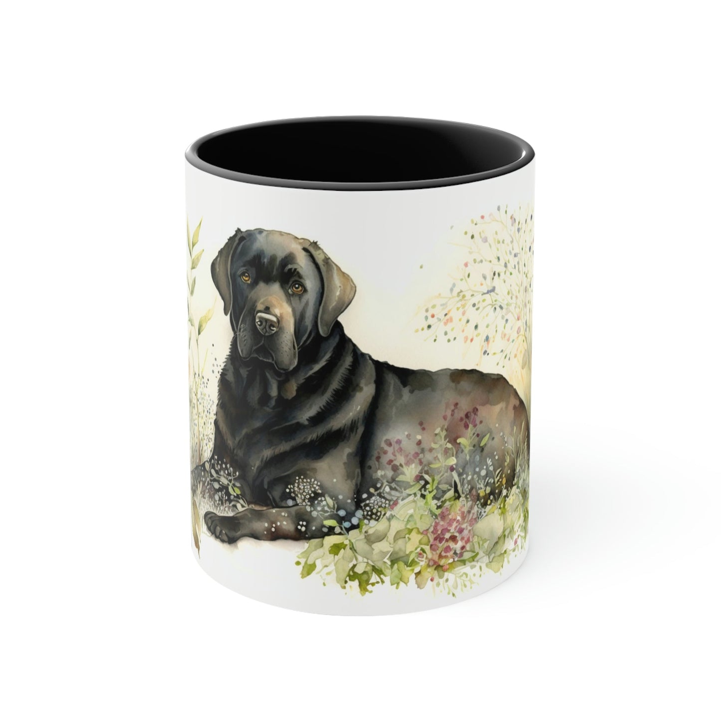 Black Labrador Companion Color Accent Coffee Mug, 11oz