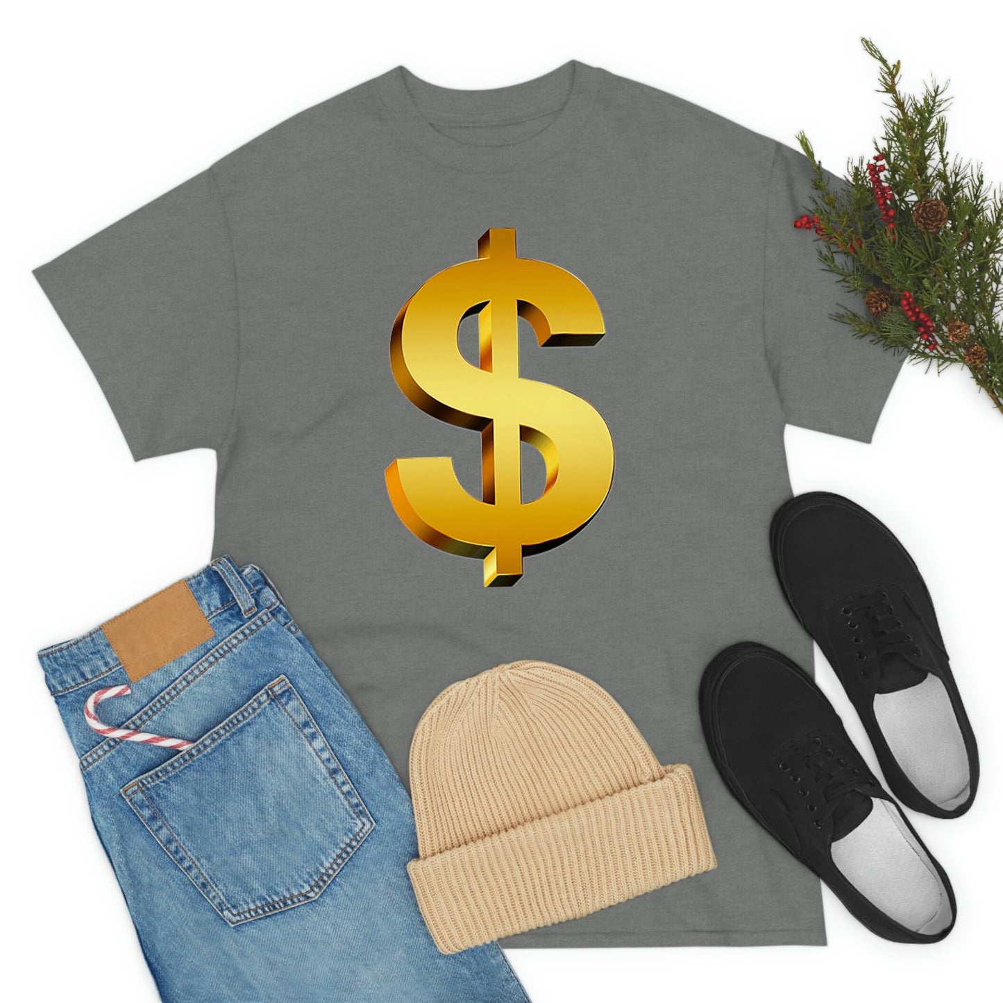 Bling Money Cash My Money Folds Unisex Heavy Cotton Tee Bills cash currency bucks coin funds gold dollar C-note big shot deep pocket