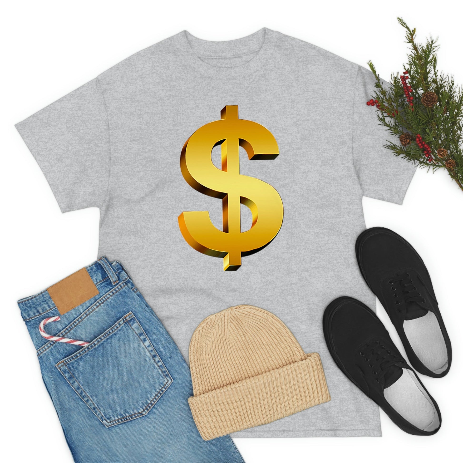 Bling Money Cash My Money Folds Unisex Heavy Cotton Tee Bills cash currency bucks coin funds gold dollar C-note big shot deep pocket
