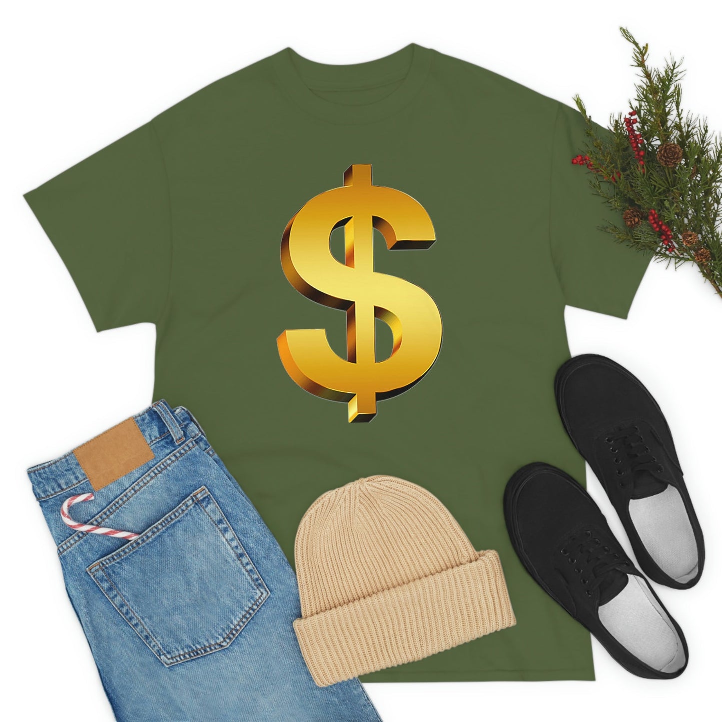 Bling Money Cash My Money Folds Unisex Heavy Cotton Tee Bills cash currency bucks coin funds gold dollar C-note big shot deep pocket