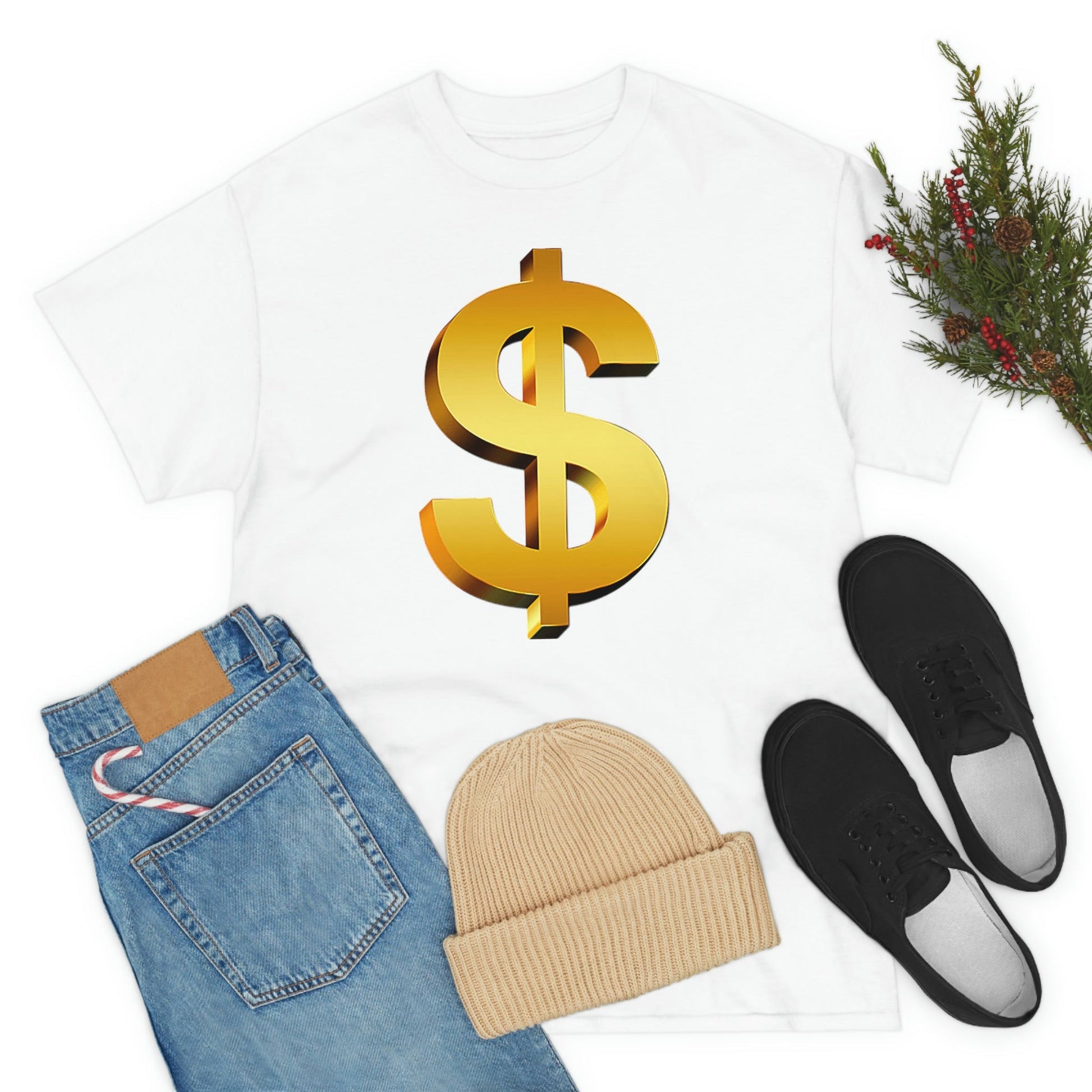 Bling Money Cash My Money Folds Unisex Heavy Cotton Tee Bills cash currency bucks coin funds gold dollar C-note big shot deep pocket