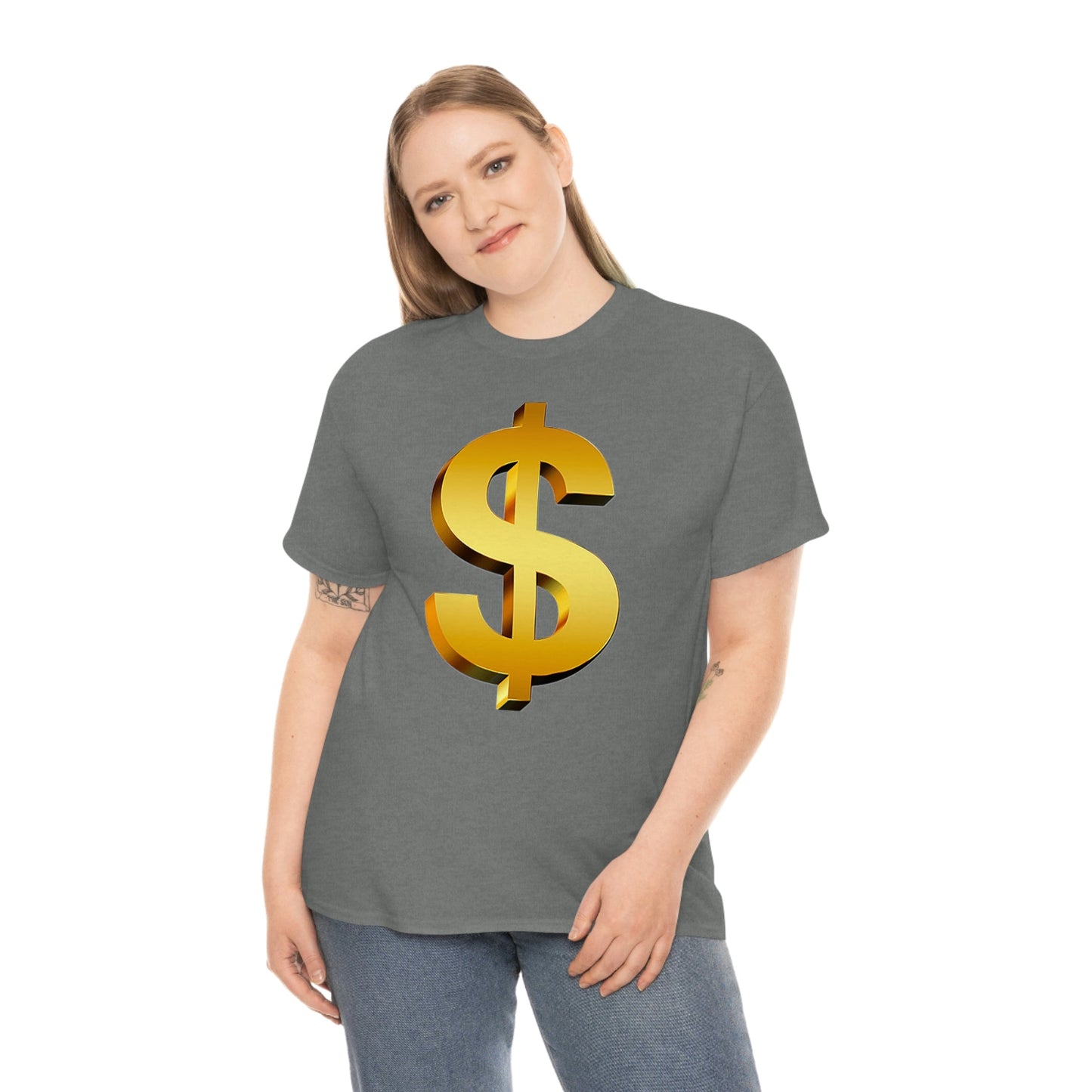 Bling Money Cash My Money Folds Unisex Heavy Cotton Tee Bills cash currency bucks coin funds gold dollar C-note big shot deep pocket