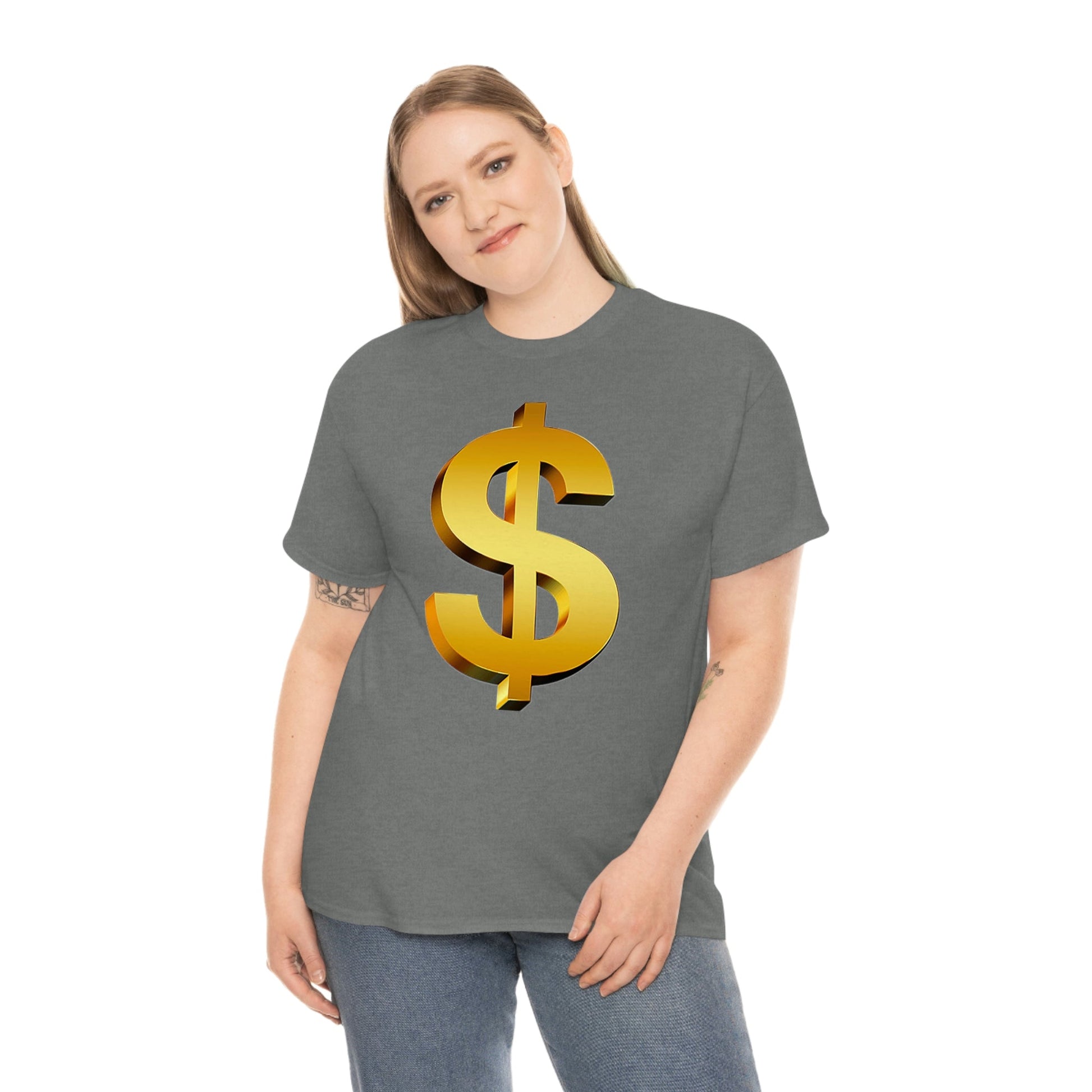 Bling Money Cash My Money Folds Unisex Heavy Cotton Tee Bills cash currency bucks coin funds gold dollar C-note big shot deep pocket