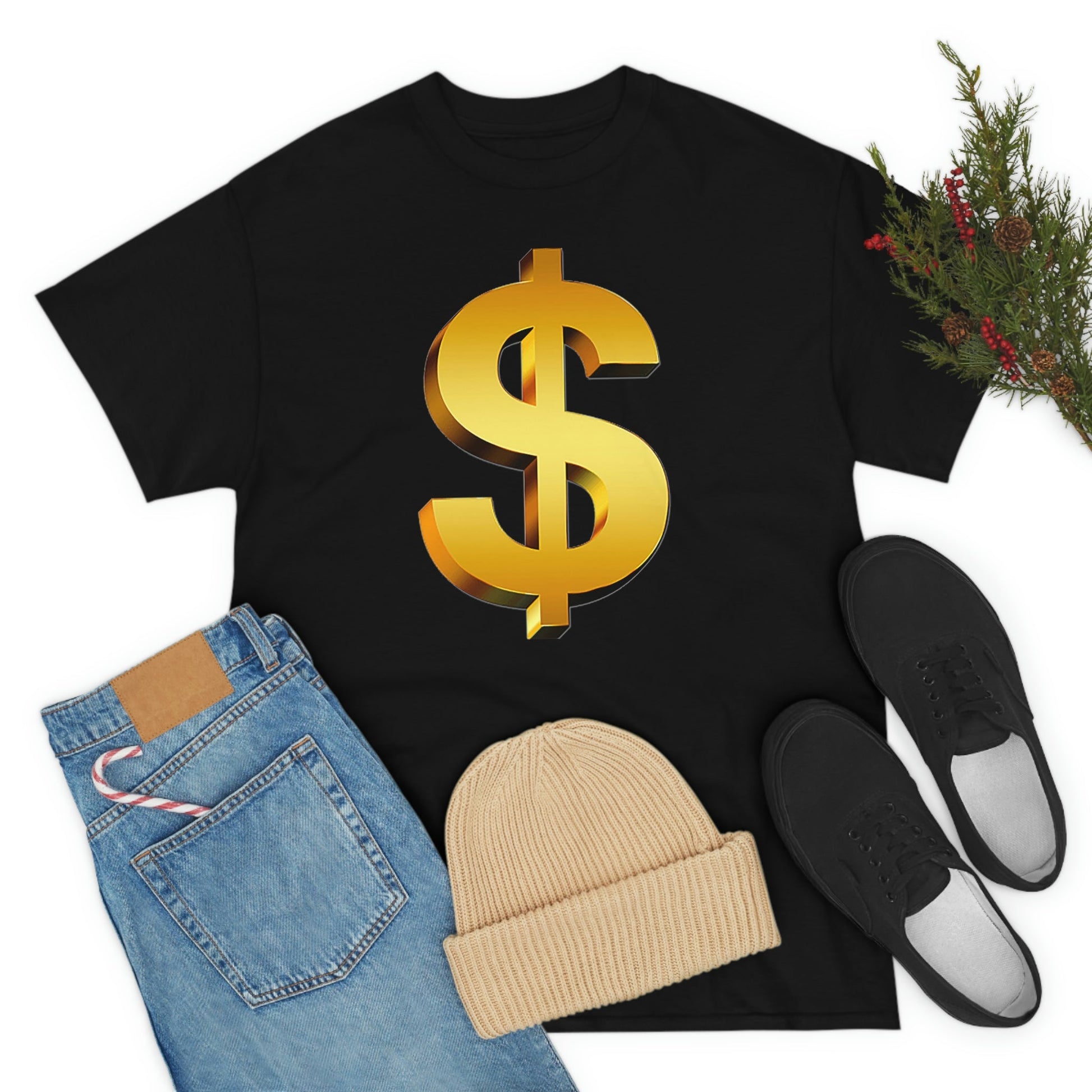 Bling Money Cash My Money Folds Unisex Heavy Cotton Tee Bills cash currency bucks coin funds gold dollar C-note big shot deep pocket