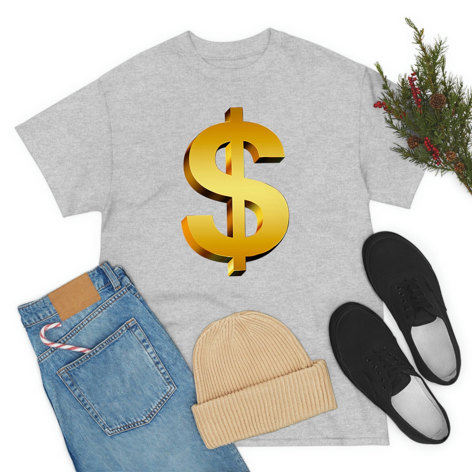 Bling Money Cash My Money Folds Unisex Heavy Cotton Tee Bills cash currency bucks coin funds gold dollar C-note big shot deep pocket