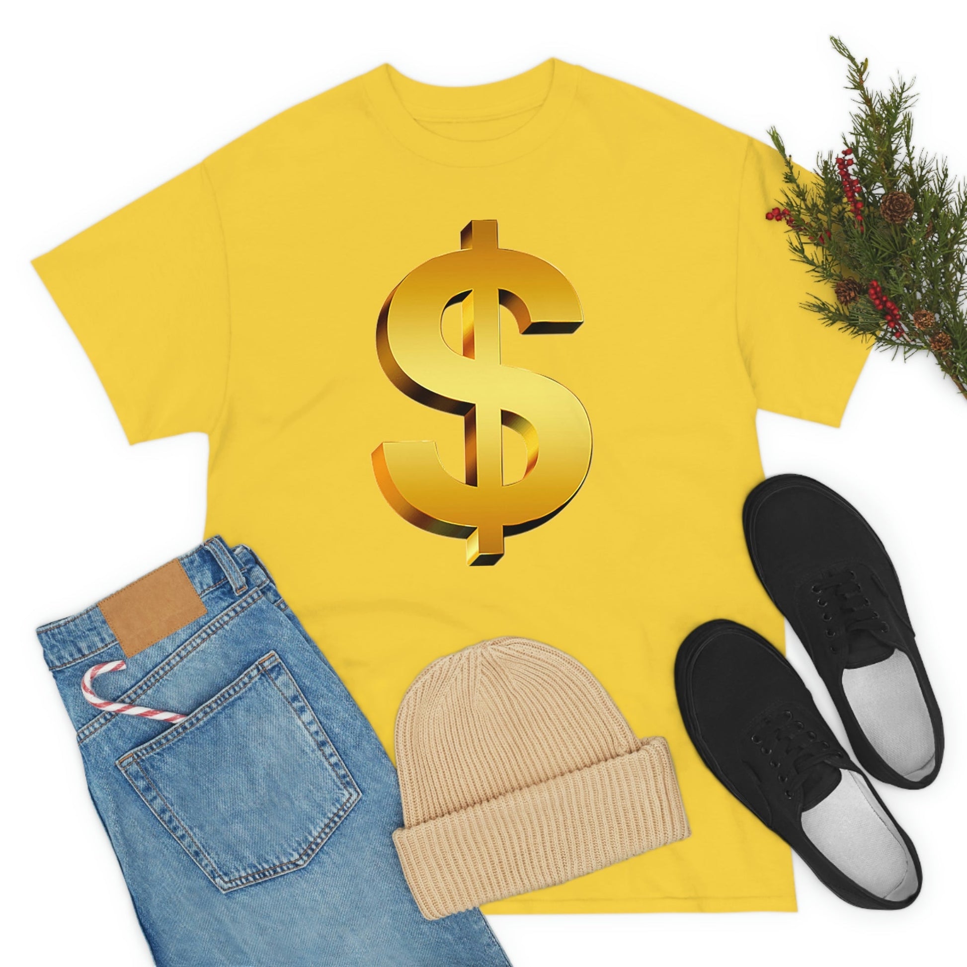 Bling Money Cash My Money Folds Unisex Heavy Cotton Tee Bills cash currency bucks coin funds gold dollar C-note big shot deep pocket