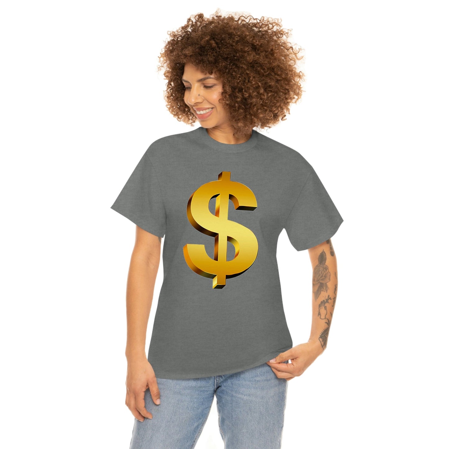 Bling Money Cash My Money Folds Unisex Heavy Cotton Tee Bills cash currency bucks coin funds gold dollar C-note big shot deep pocket