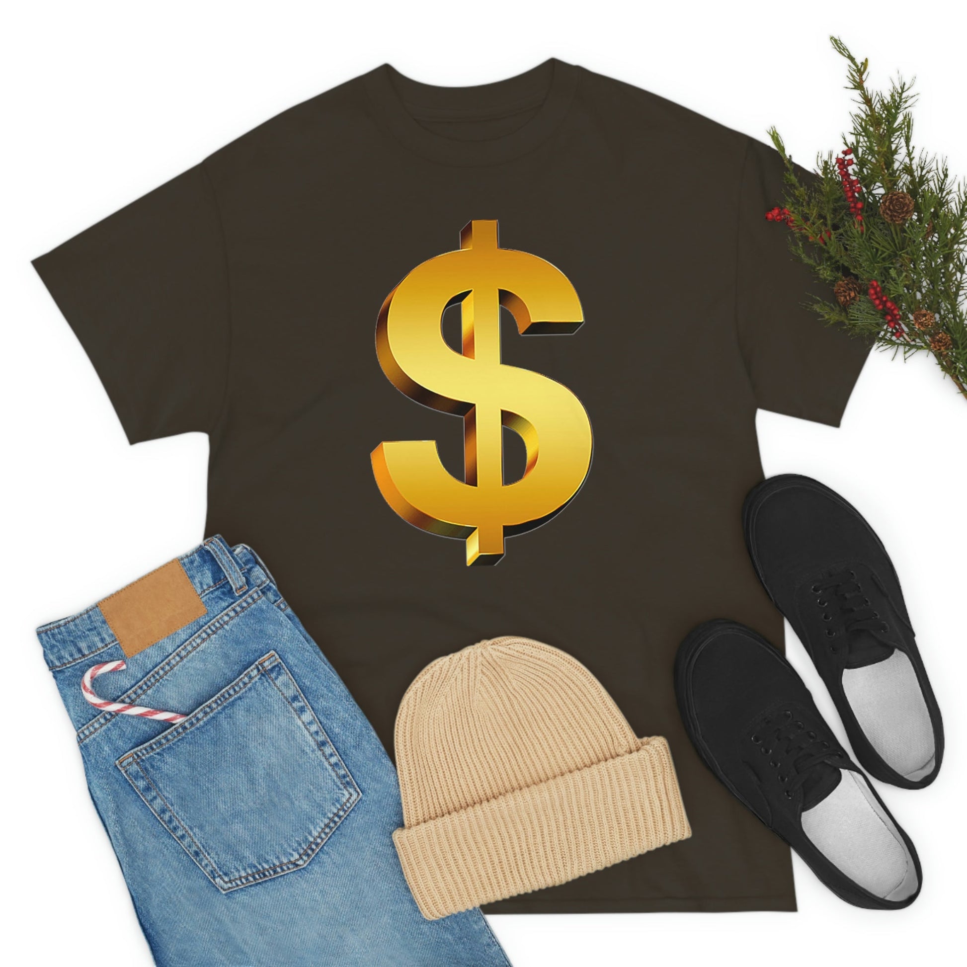 Bling Money Cash My Money Folds Unisex Heavy Cotton Tee Bills cash currency bucks coin funds gold dollar C-note big shot deep pocket