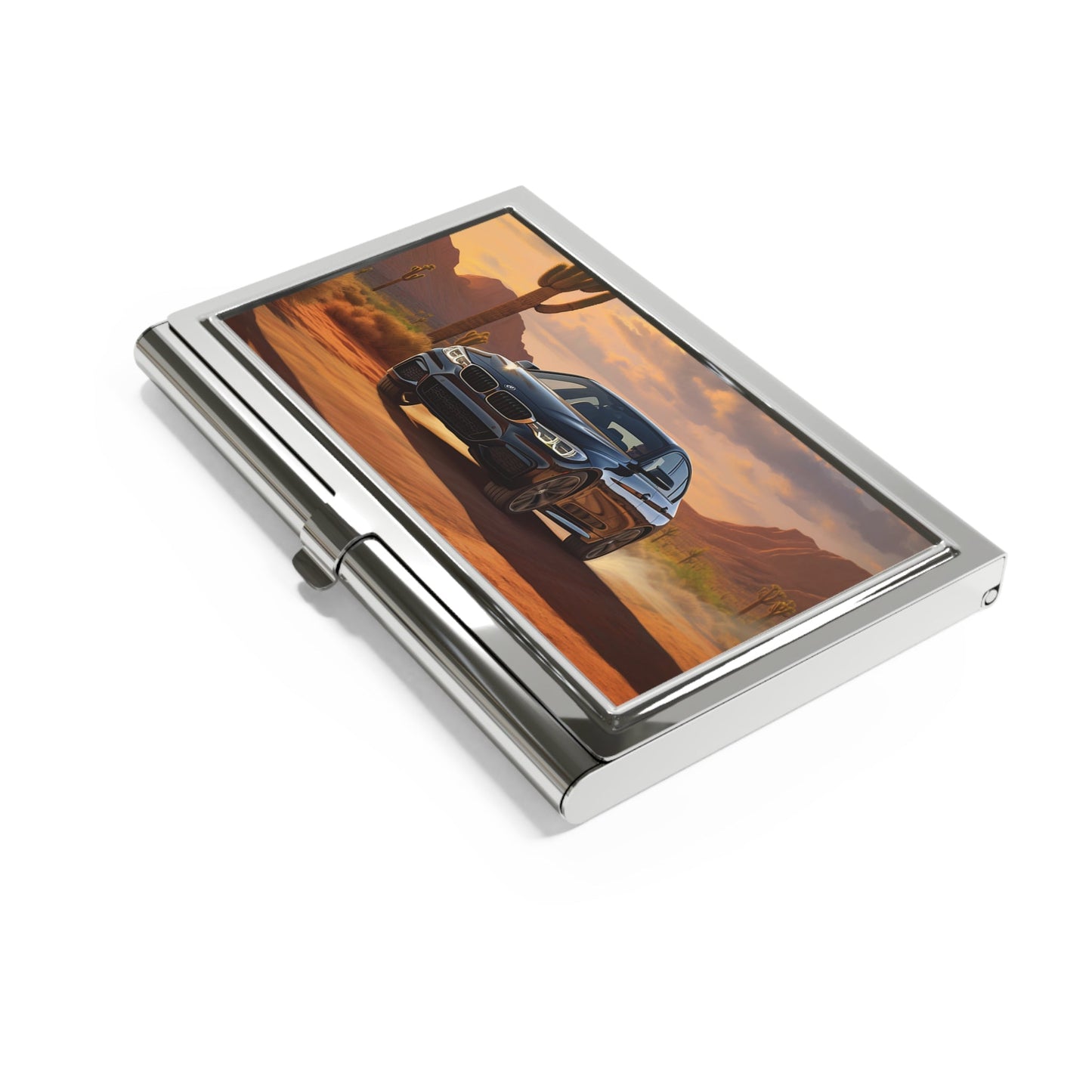 BMW on Desert Road Business Card Holder