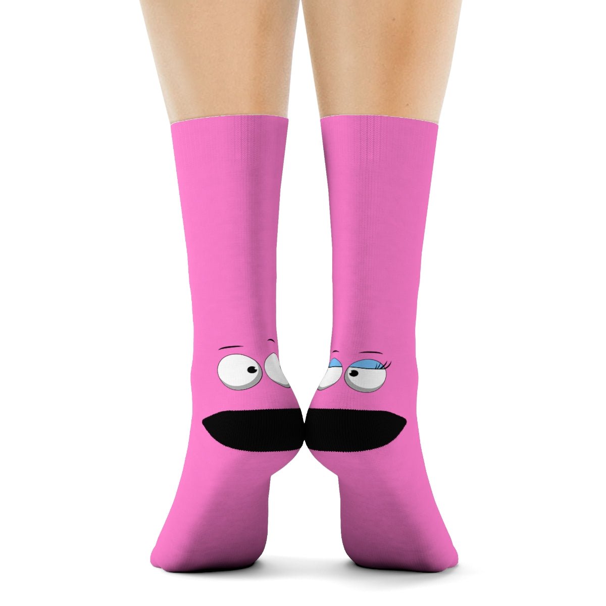 Bubblegum Pink Flirty Sock Puppet Crew Socks Cartoon Happy Fun