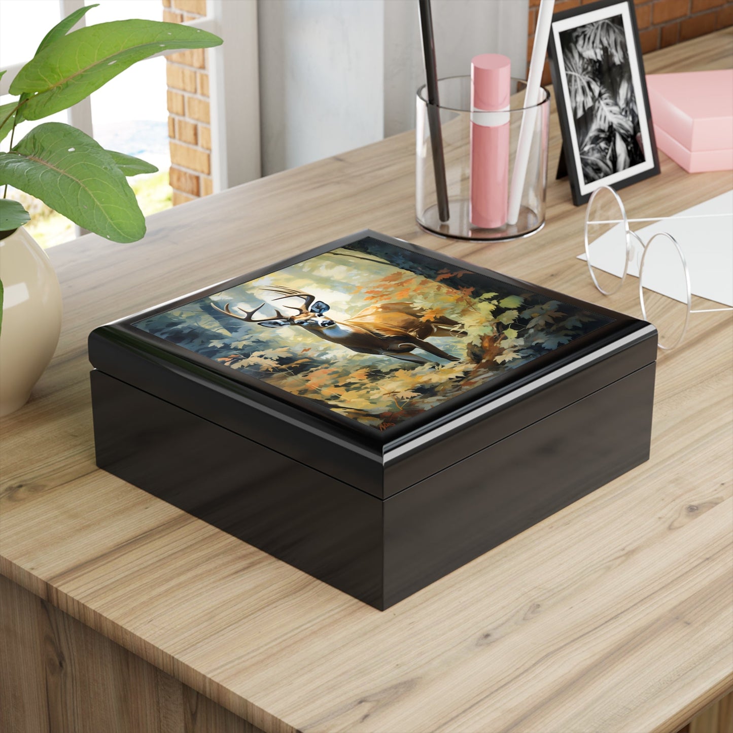 Buck Deer on a Fine Fall Day Art Print Gift and Jewelry Box