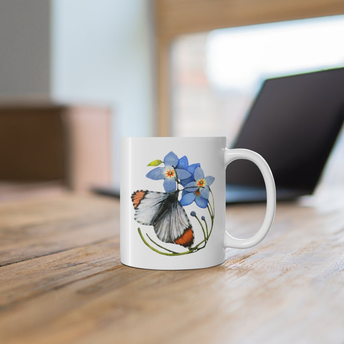Cabbage Butterfly and Wild Rose Mug 11oz