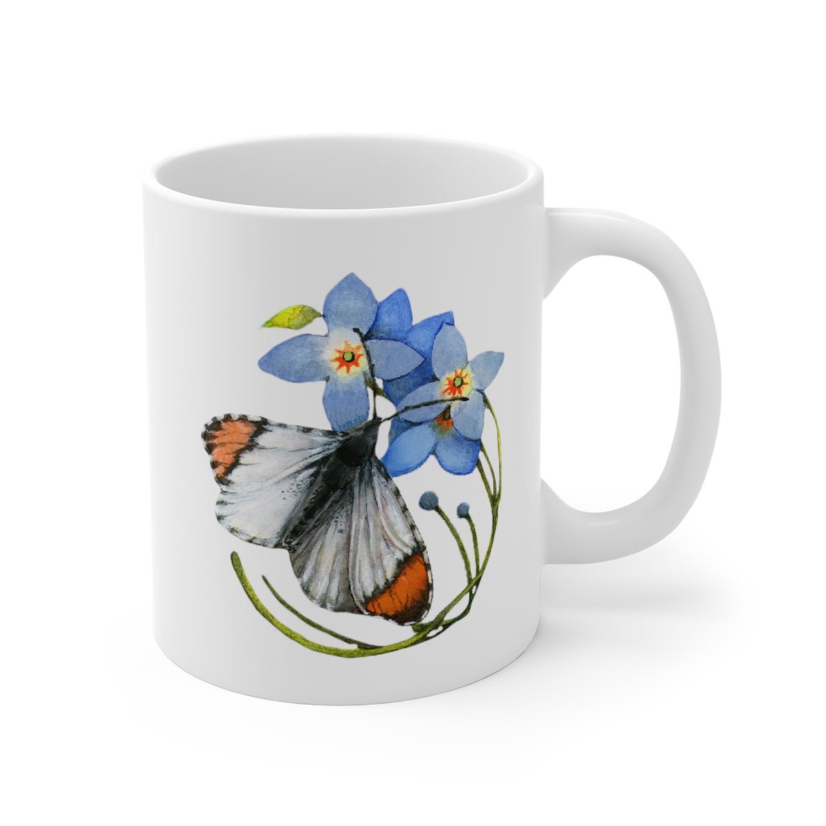 Cabbage Butterfly and Wild Rose Mug 11oz