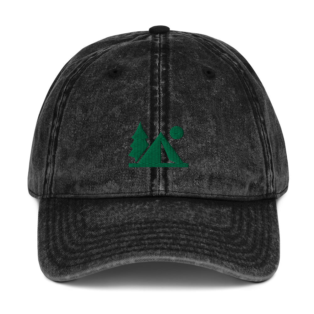 Camping Vintage Cotton Twill Cap| Perfect gift for the Outdoors, Camping, Hiking & Climbing Enthusiast! | Multiple Hat Colors Available