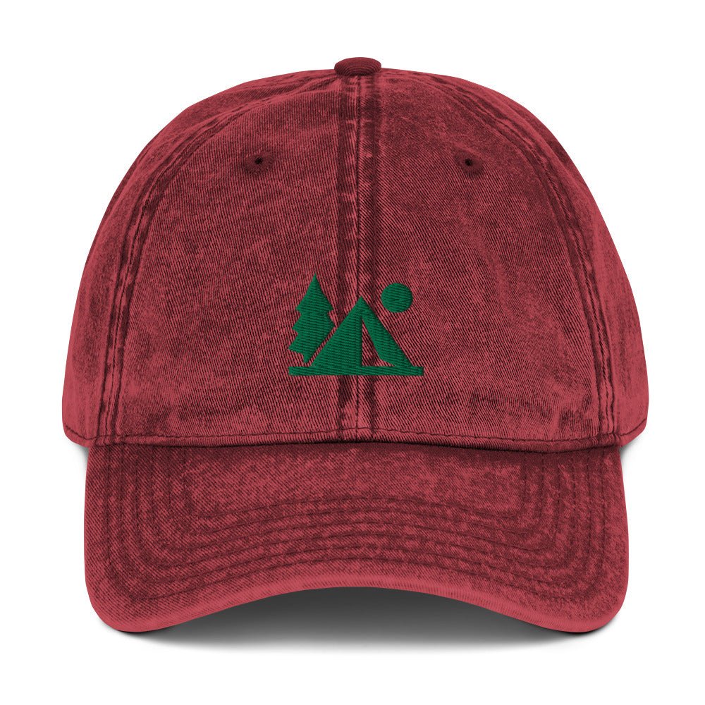 Camping Vintage Cotton Twill Cap| Perfect gift for the Outdoors, Camping, Hiking & Climbing Enthusiast! | Multiple Hat Colors Available