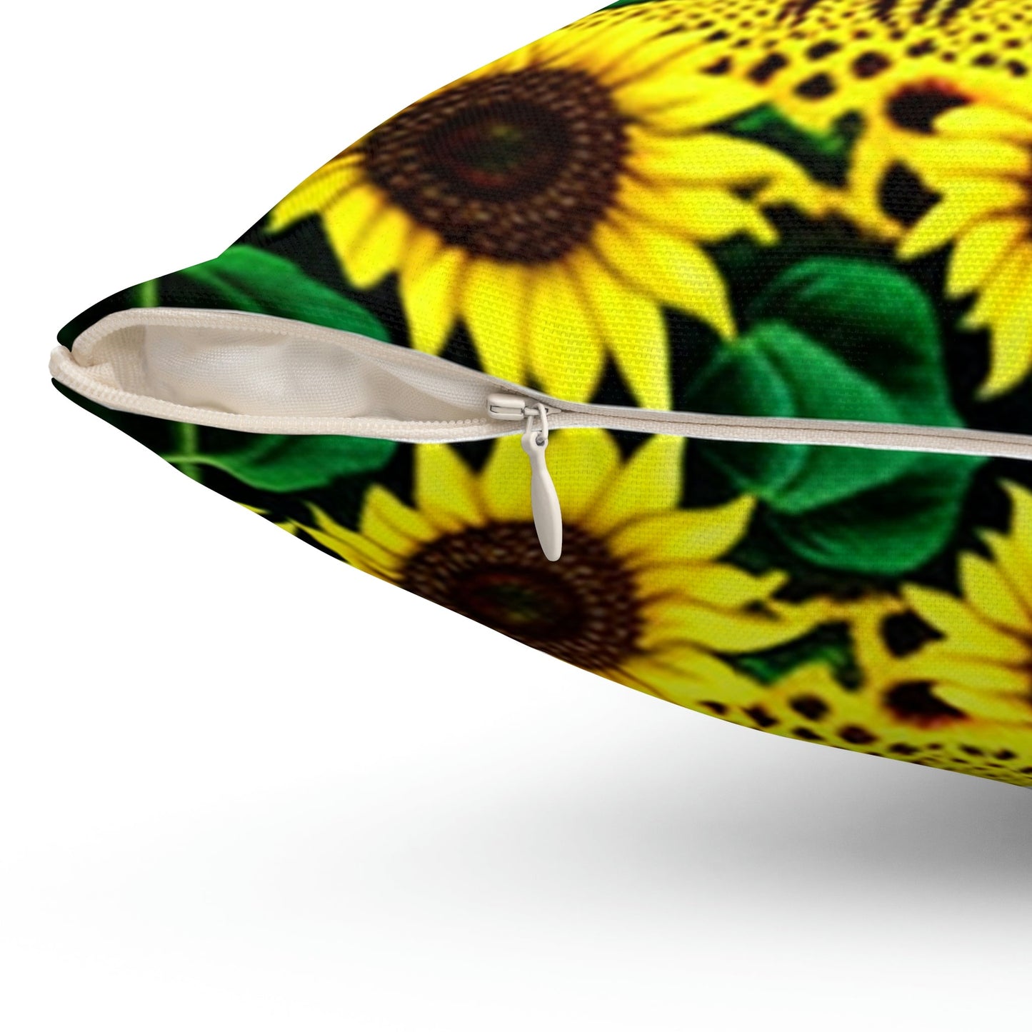 Cardinal in Sunflowers Painting Square Pillow