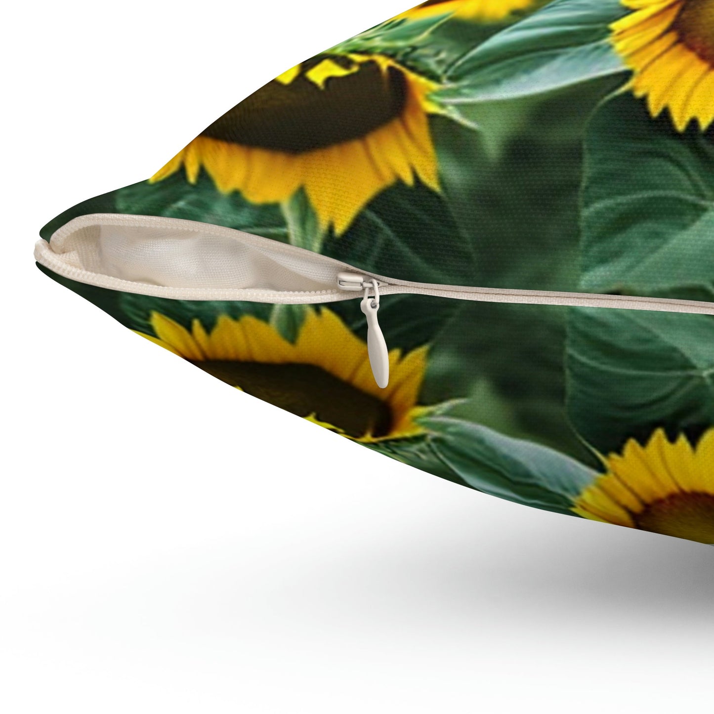 Cardinal Perched atop Sunflowers Square Pillow