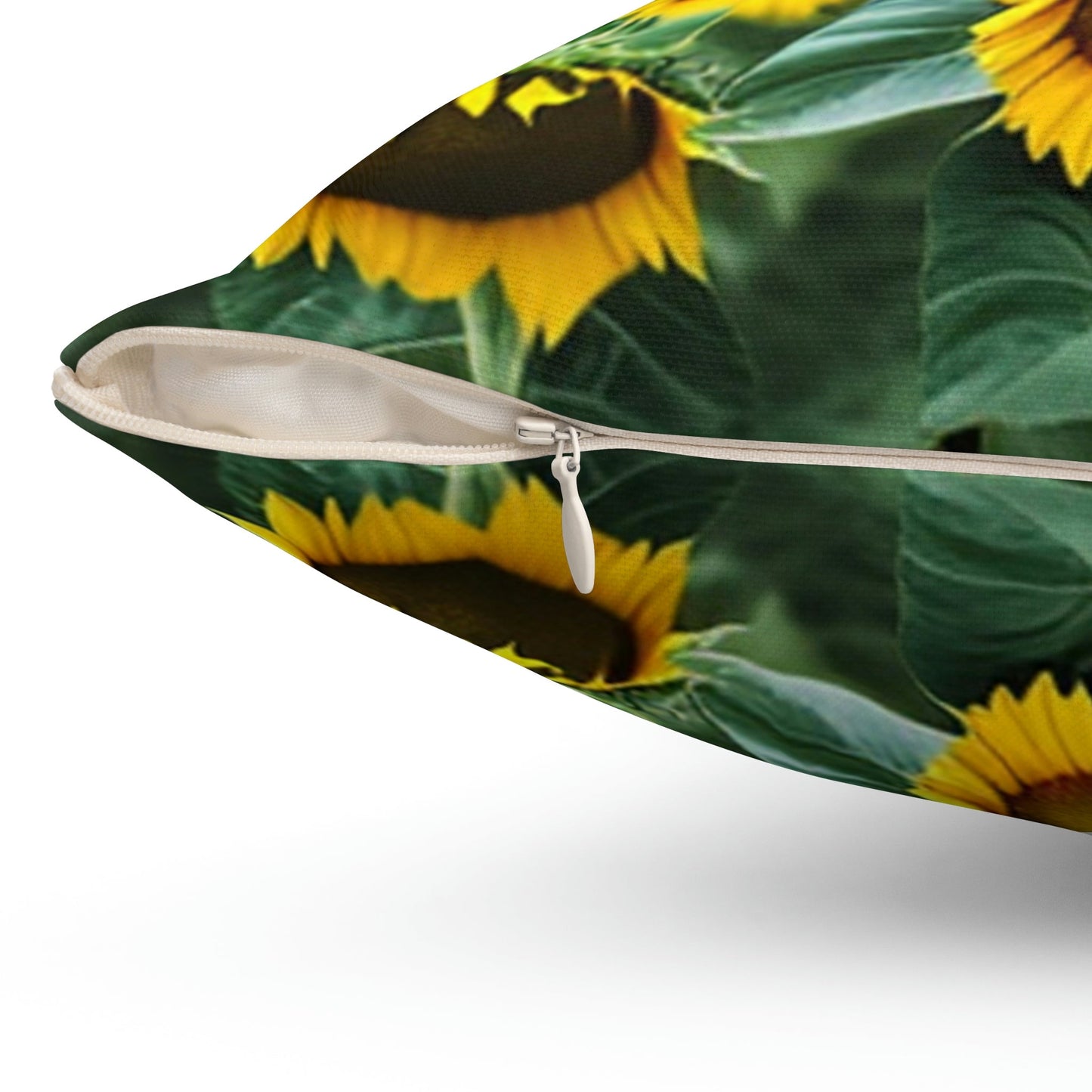 Cardinal Perched atop Sunflowers Square Pillow