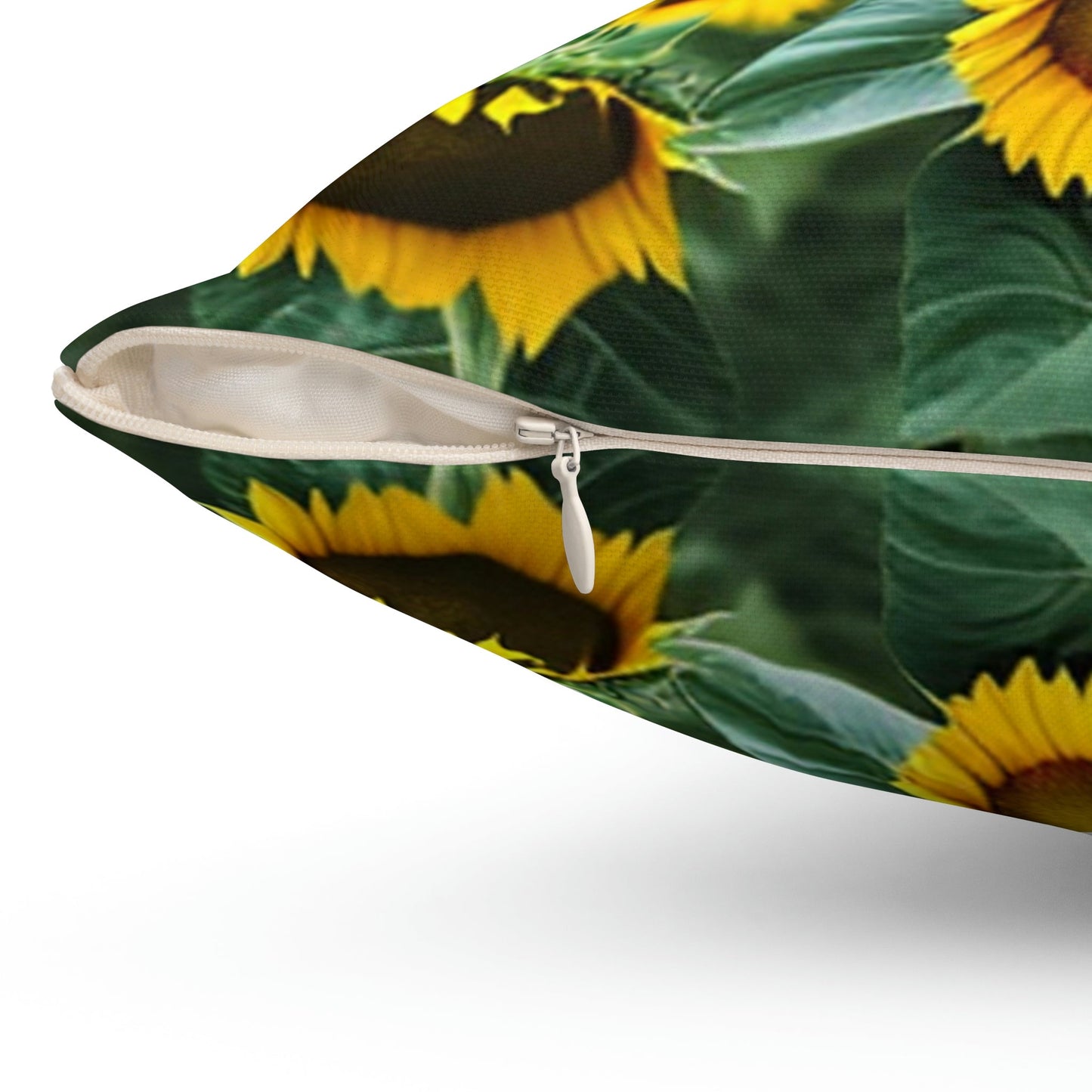 Cardinal Perched atop Sunflowers Square Pillow