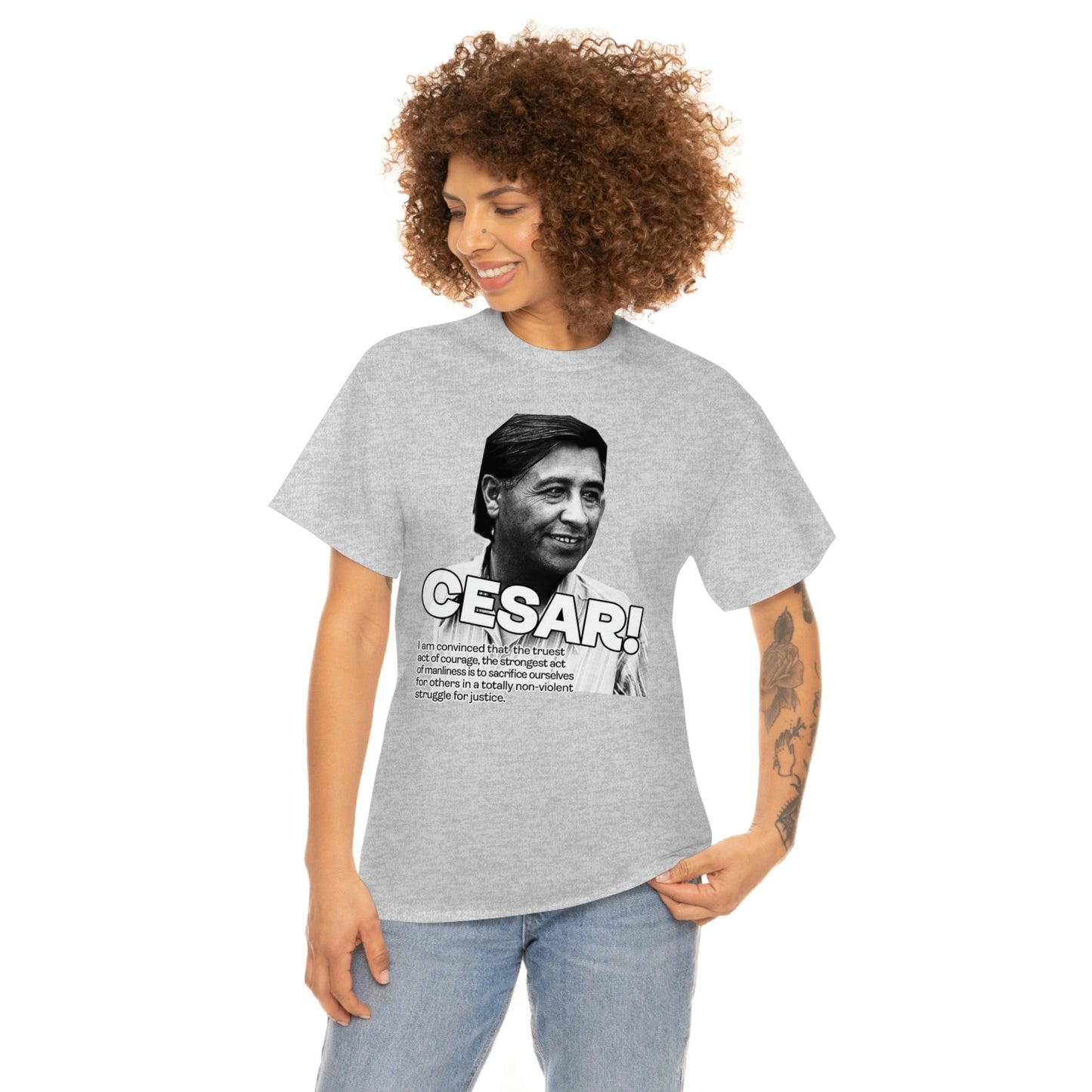 Cesar Chavez Quote Unisex Heavy Cotton Tee Hero Series Gloria Steinem Martin Luther King Jr