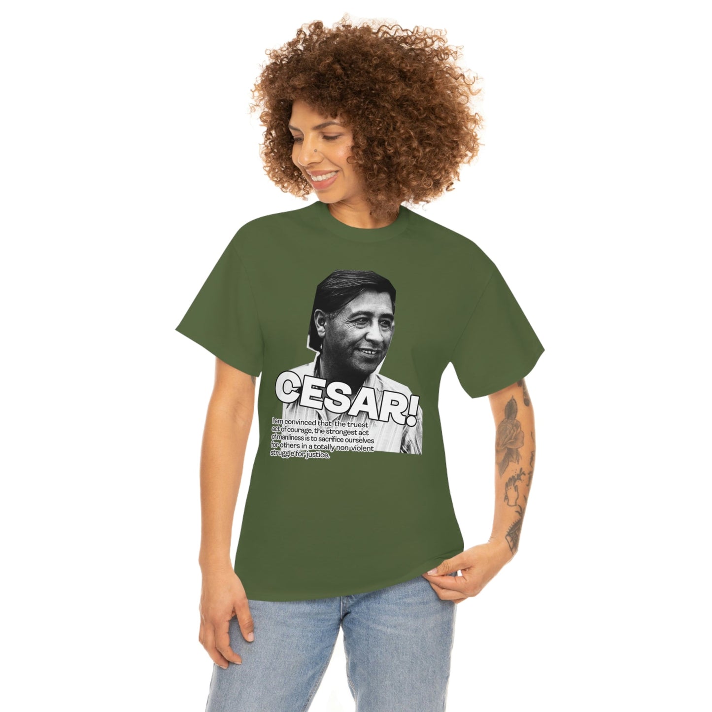 Cesar Chavez Quote Unisex Heavy Cotton Tee Hero Series Gloria Steinem Martin Luther King Jr