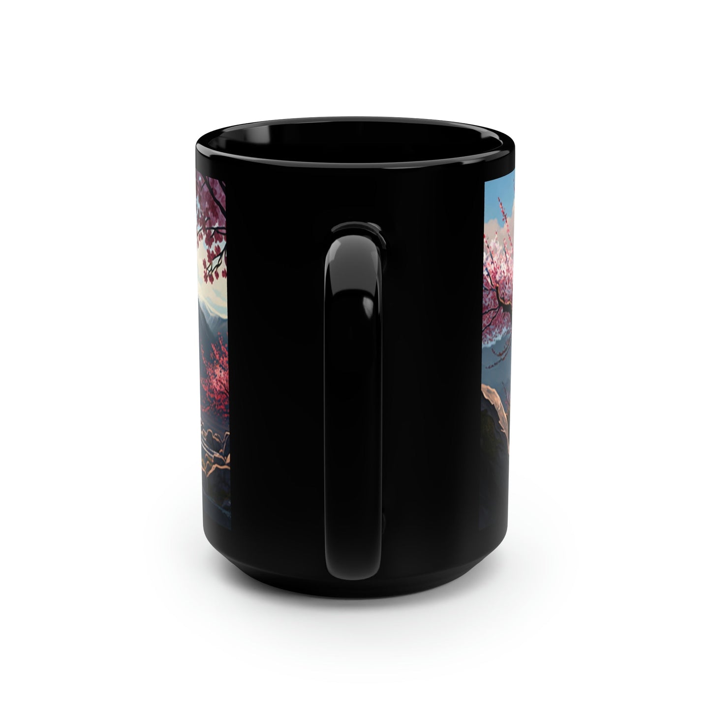 Cherry Blossoms Mountain Scene - 15 oz Coffee Mug