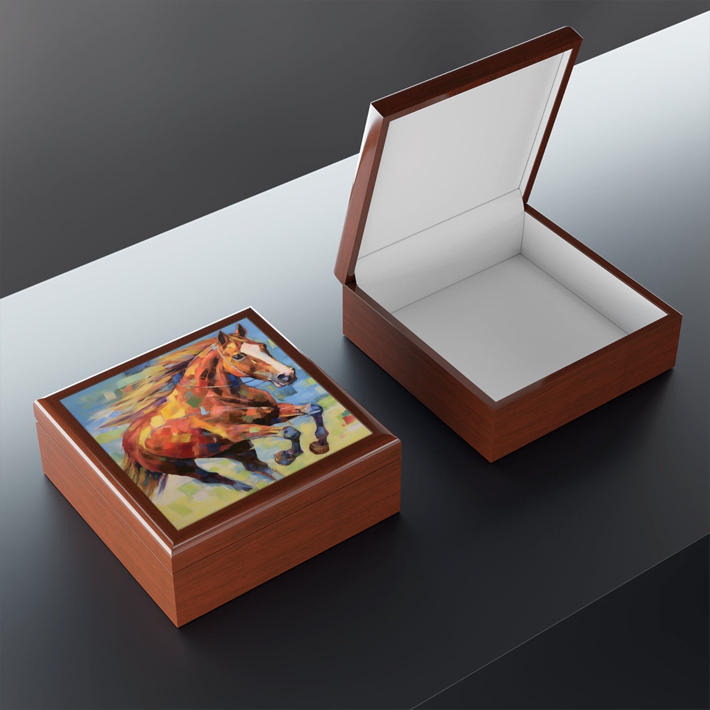 Chestnut Mare Horse Art Print Jewelry Keepsake Box