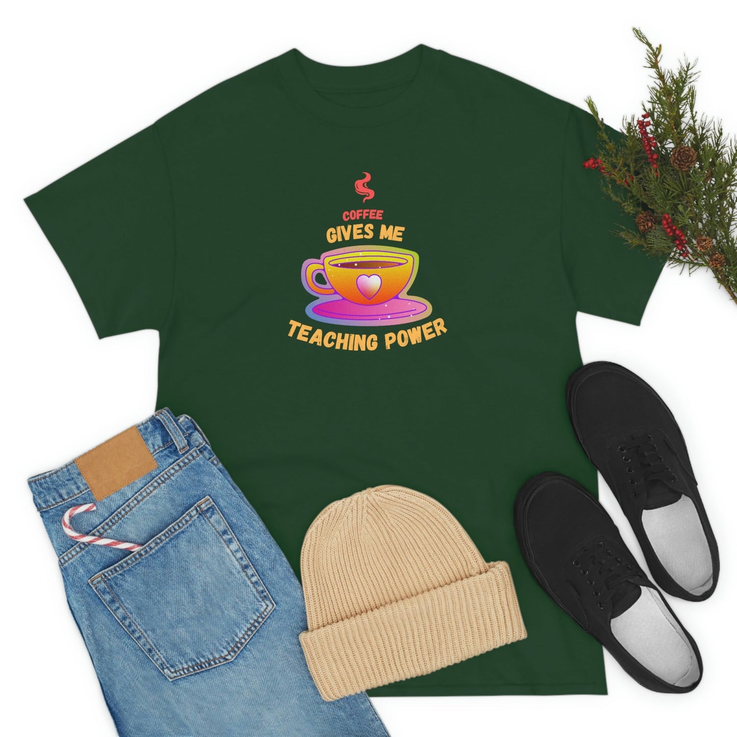 Coffee Gives Me Teaching Power Heavy Cotton Tee