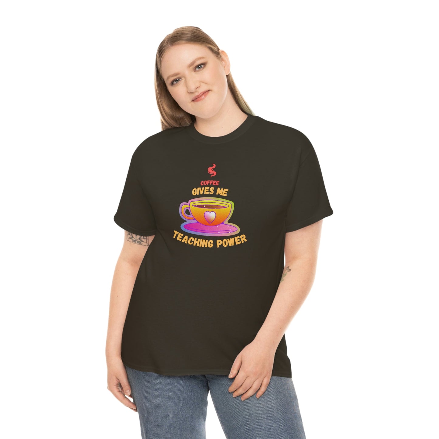 Coffee Gives Me Teaching Power Heavy Cotton Tee