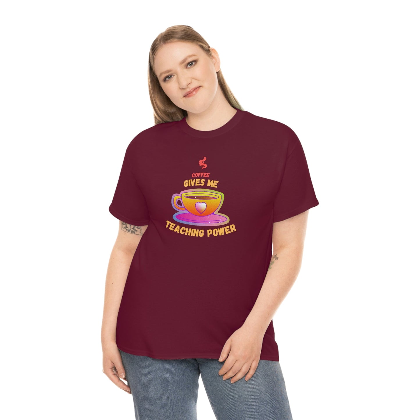 Coffee Gives Me Teaching Power Heavy Cotton Tee