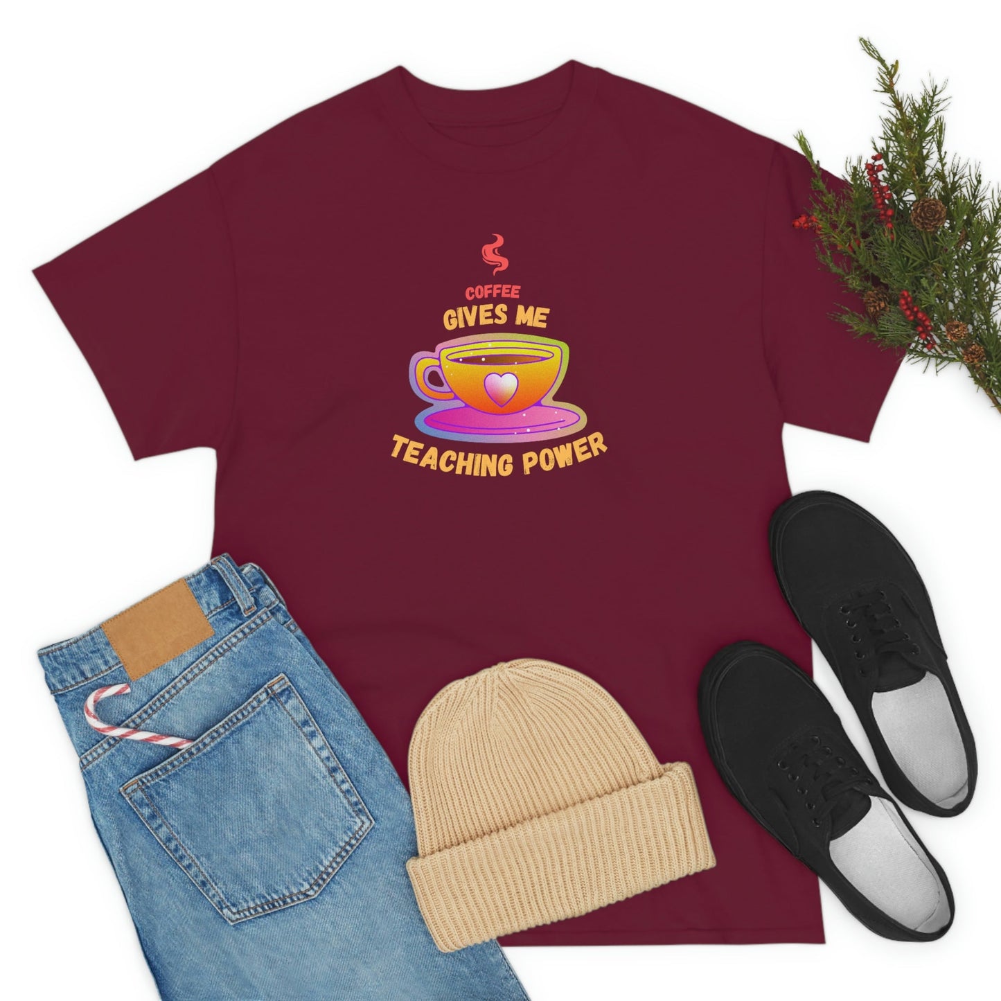 Coffee Gives Me Teaching Power Heavy Cotton Tee