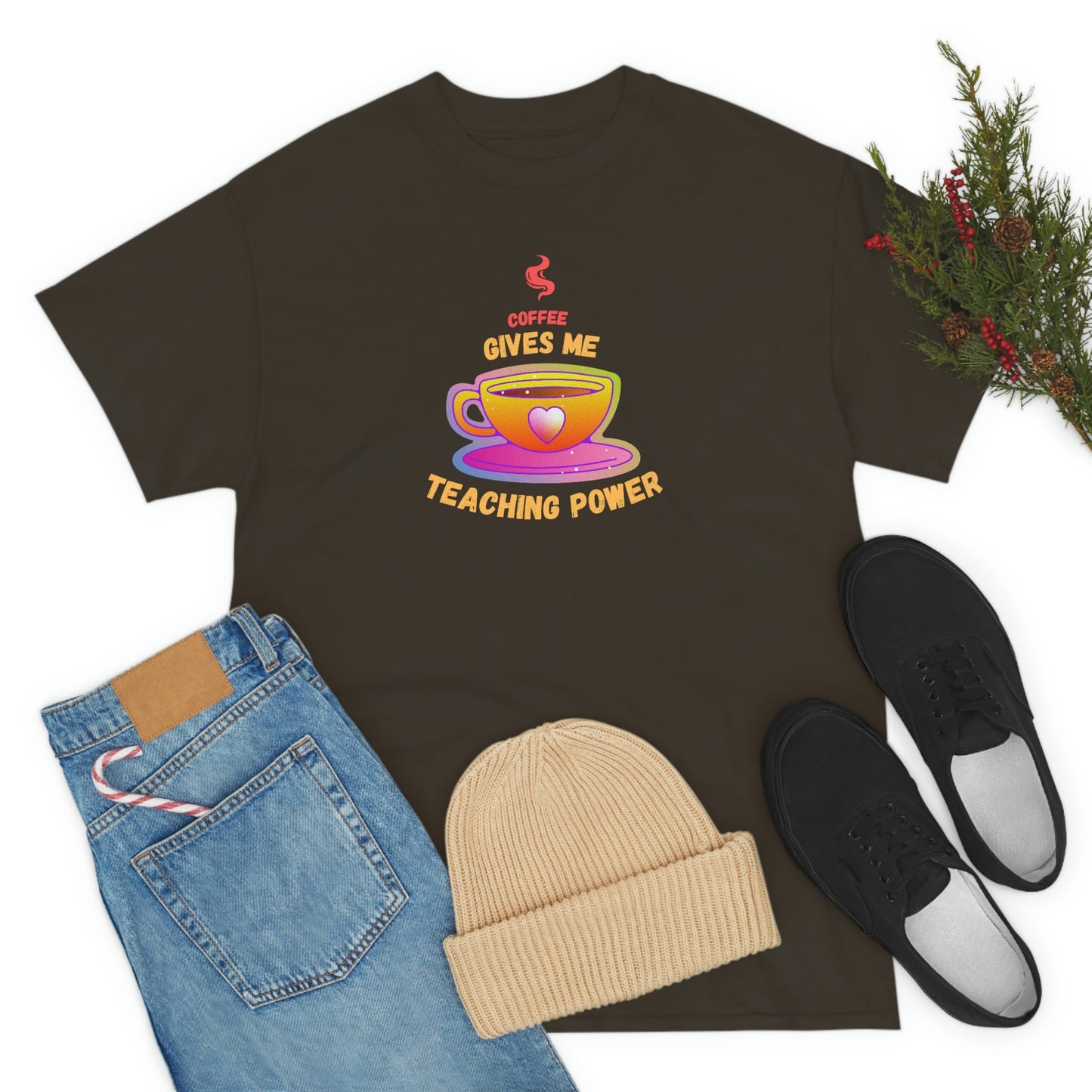 Coffee Gives Me Teaching Power Heavy Cotton Tee