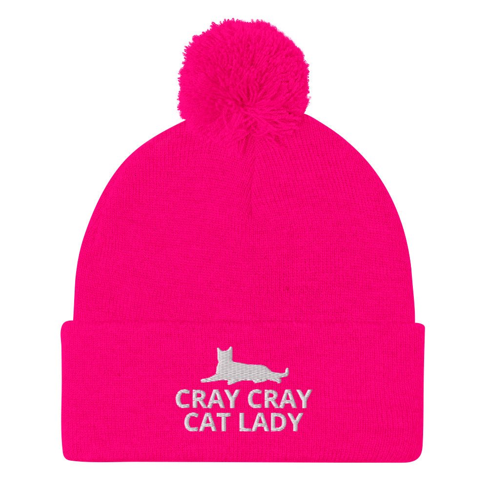 Cray Cray Cat Lady Pom-Pom Beanie | Crazy Cat Lady | Perfect gift for the cat lover in your family!| Multiple Hat Colors Available