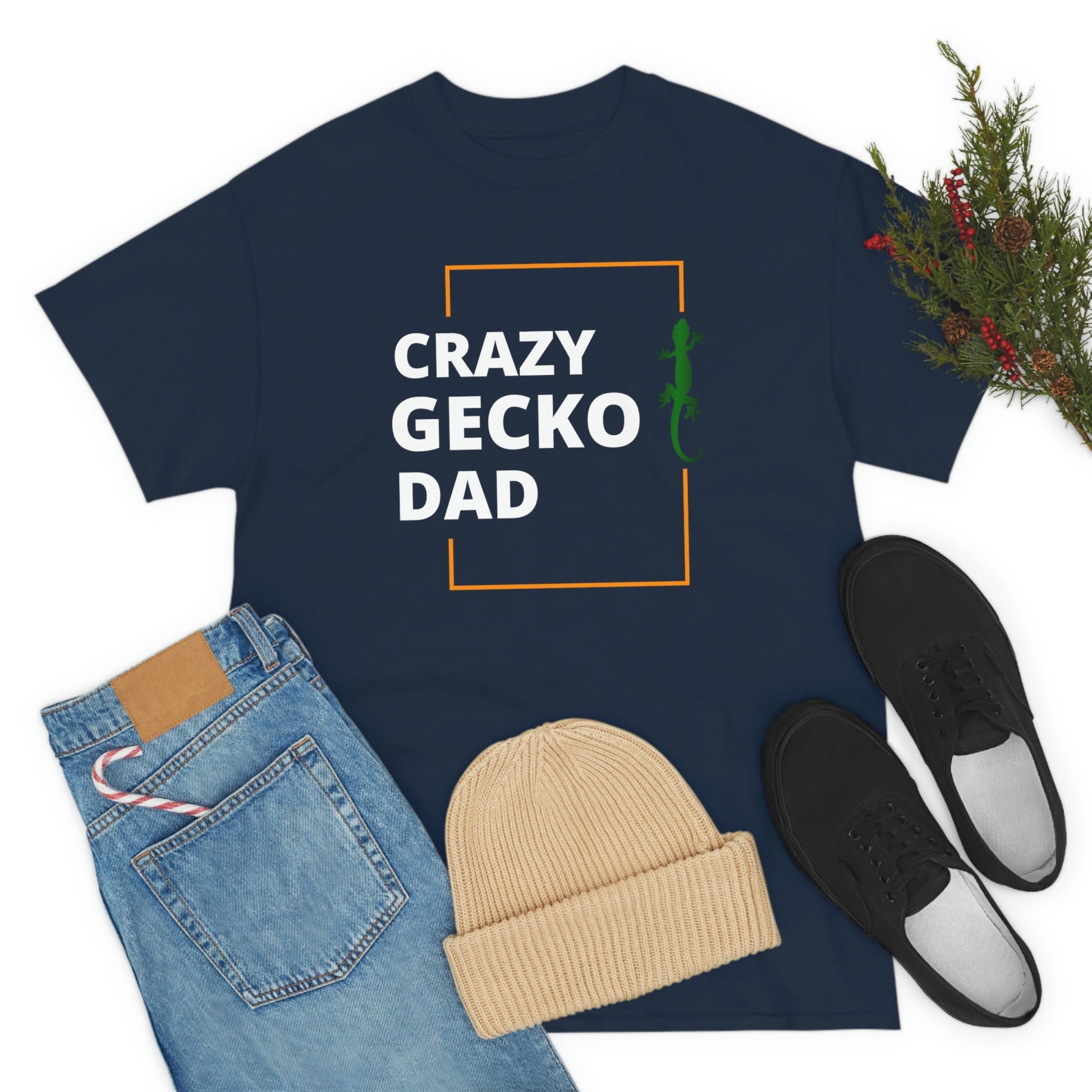 Crazy Gecko Dad Heavy Cotton T-Shirt
