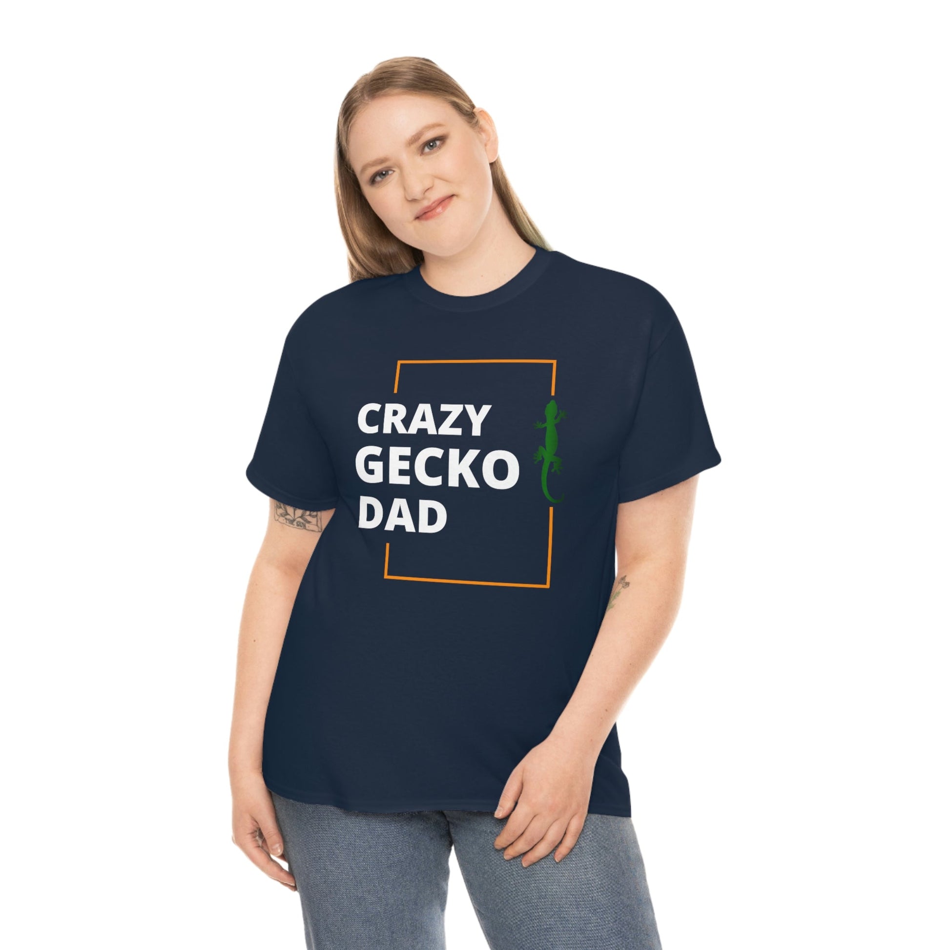 Crazy Gecko Dad Heavy Cotton T-Shirt