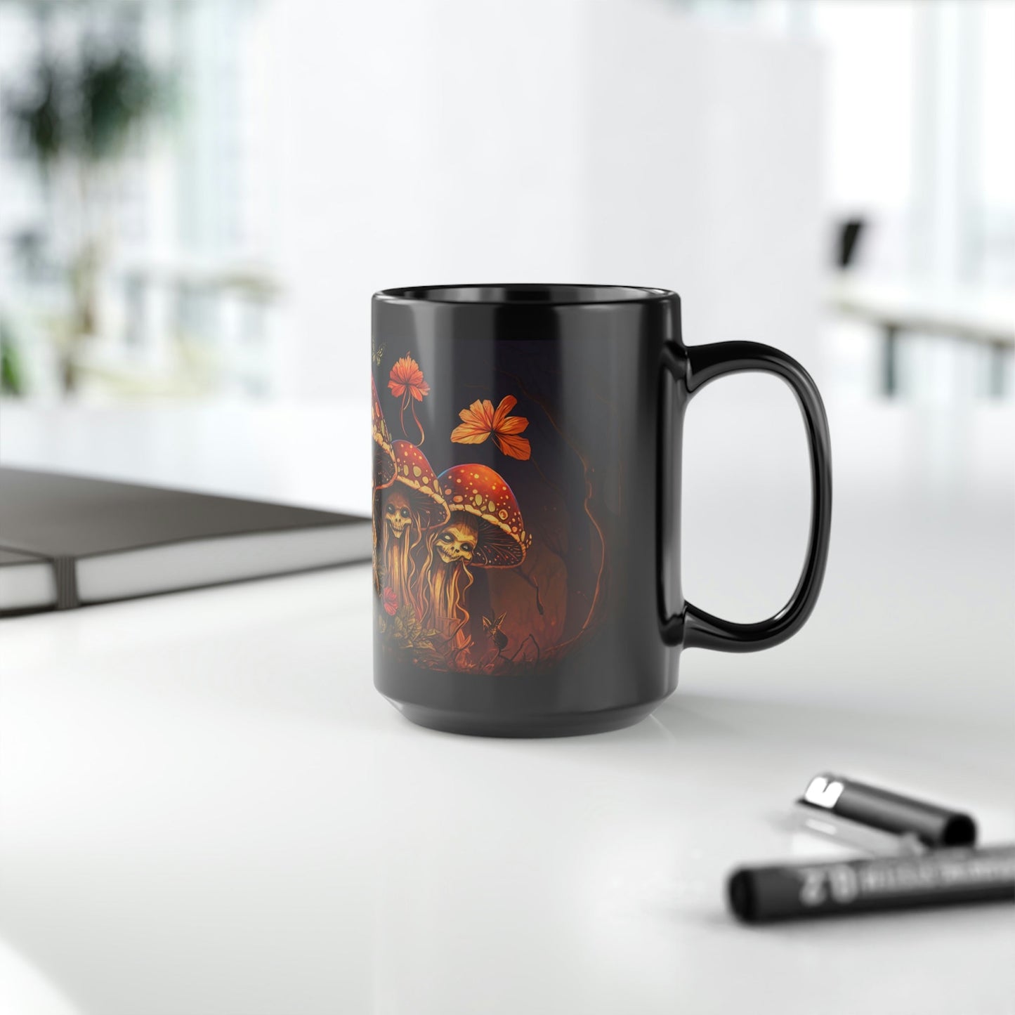 Deadly Magic Mushroom 15 oz Coffee Mug perfect for the mushrooming fan or as a birthday gift for nature lovers