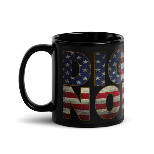 Digital Nomad American Flag Black Glossy Mug
