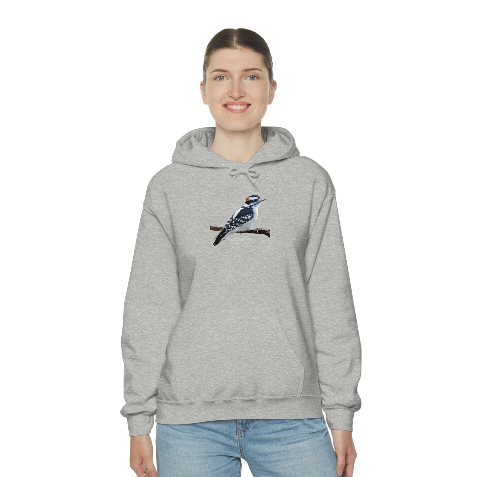 Downy Woodpecker (PS Dry Brush) Heavy Blend Hooded Sweatshirt, Birds, Birding, Birder, Bird Watching, Bird Watcher, Birdwatcher Gift