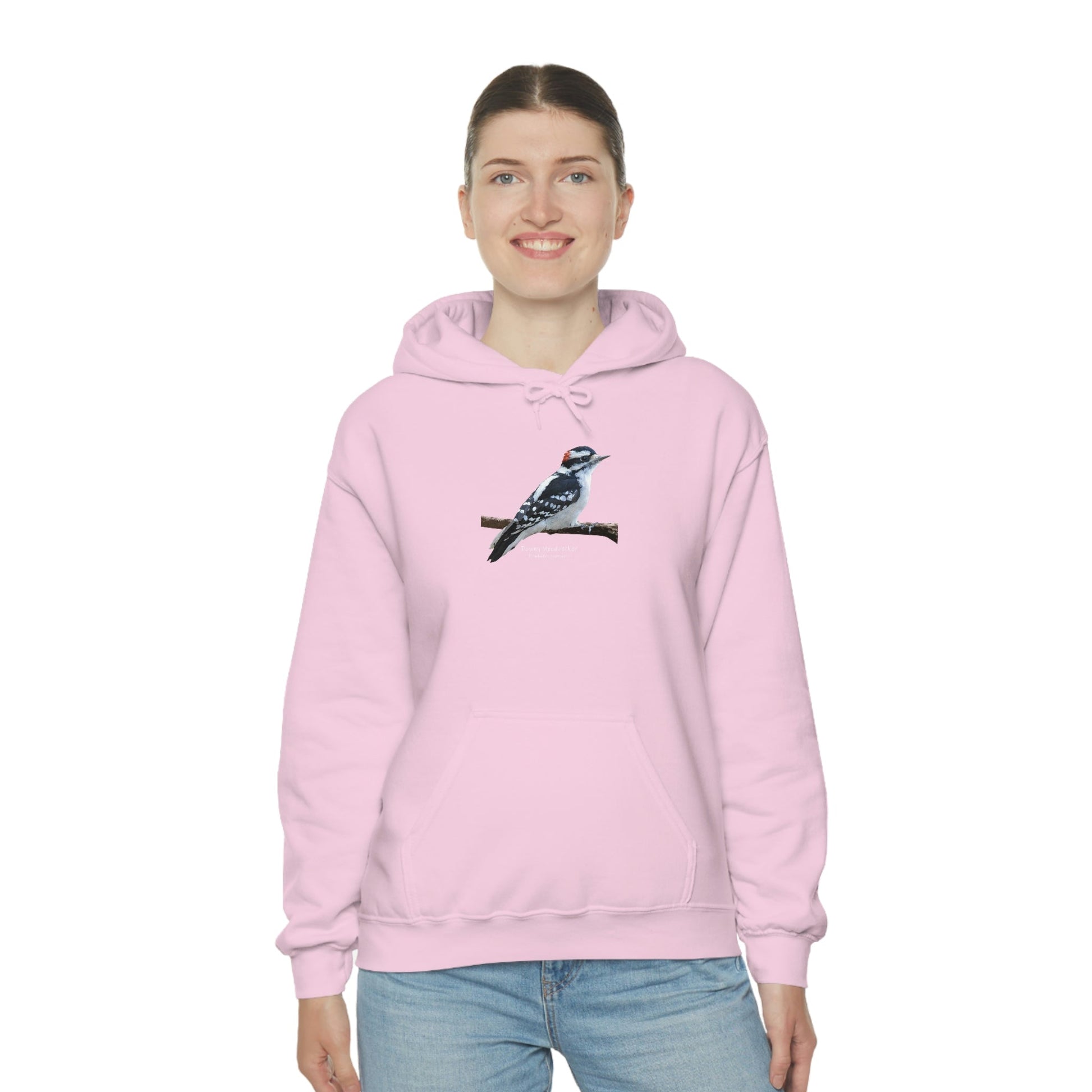 Downy Woodpecker (PS Dry Brush) Heavy Blend Hooded Sweatshirt, Birds, Birding, Birder, Bird Watching, Bird Watcher, Birdwatcher Gift
