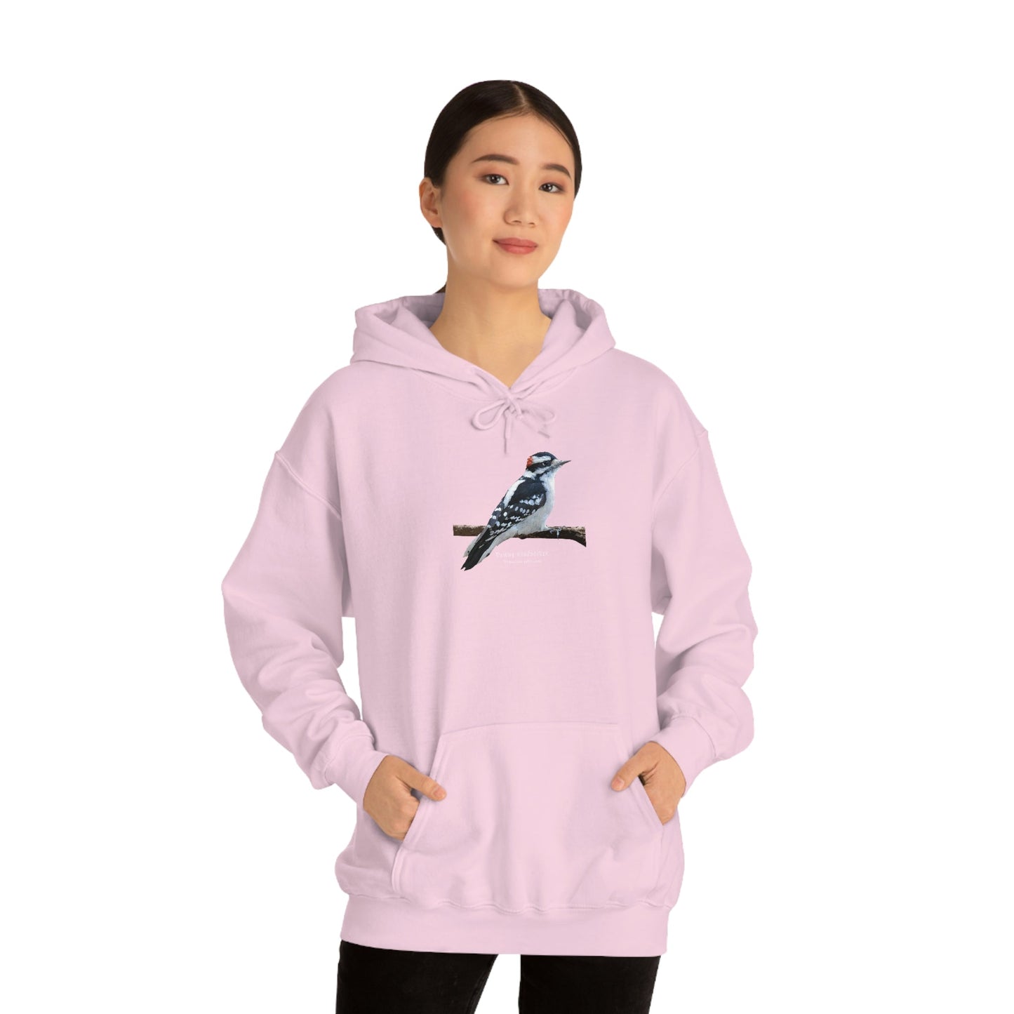 Downy Woodpecker (PS Dry Brush) Heavy Blend Hooded Sweatshirt, Birds, Birding, Birder, Bird Watching, Bird Watcher, Birdwatcher Gift