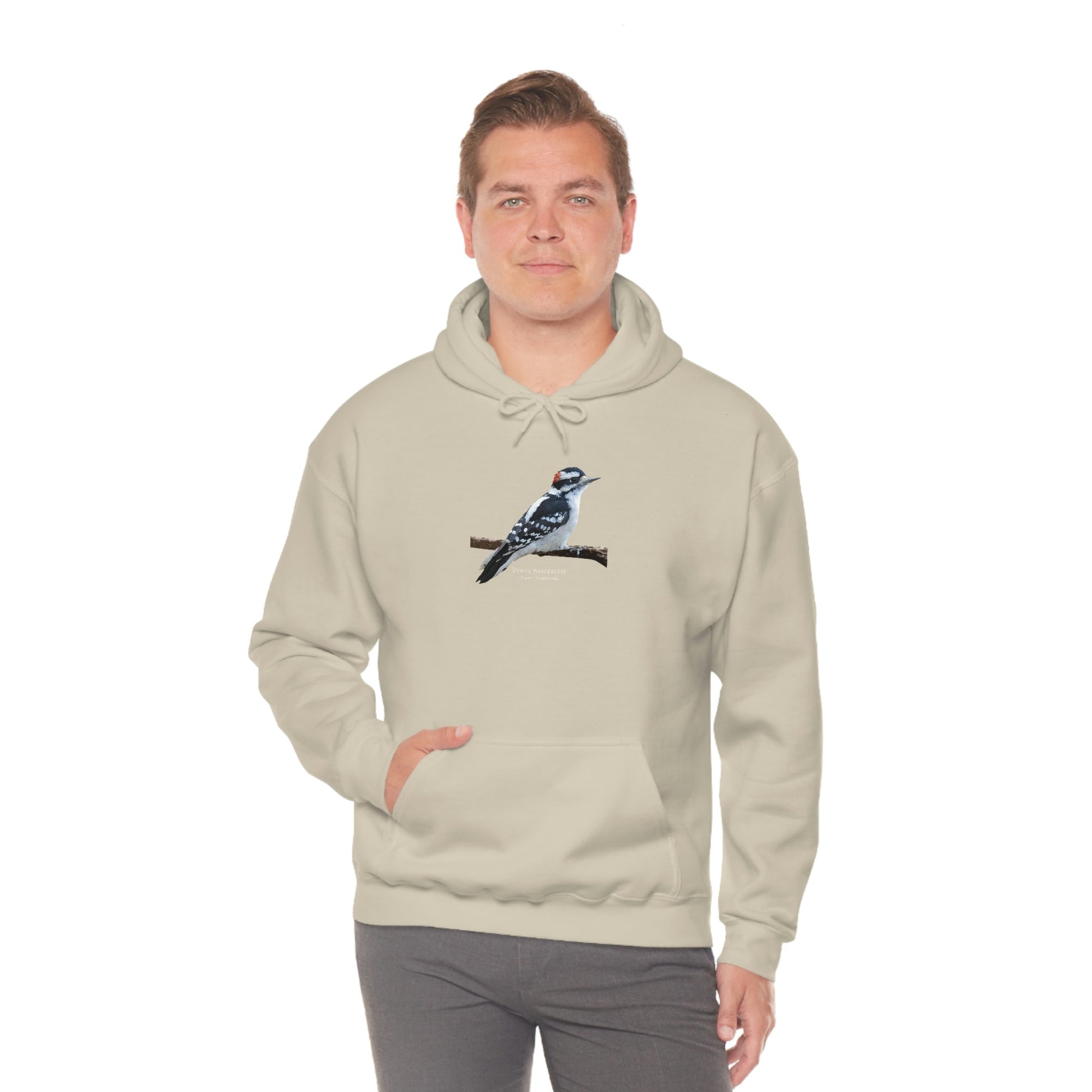 Downy Woodpecker (PS Dry Brush) Heavy Blend Hooded Sweatshirt, Birds, Birding, Birder, Bird Watching, Bird Watcher, Birdwatcher Gift