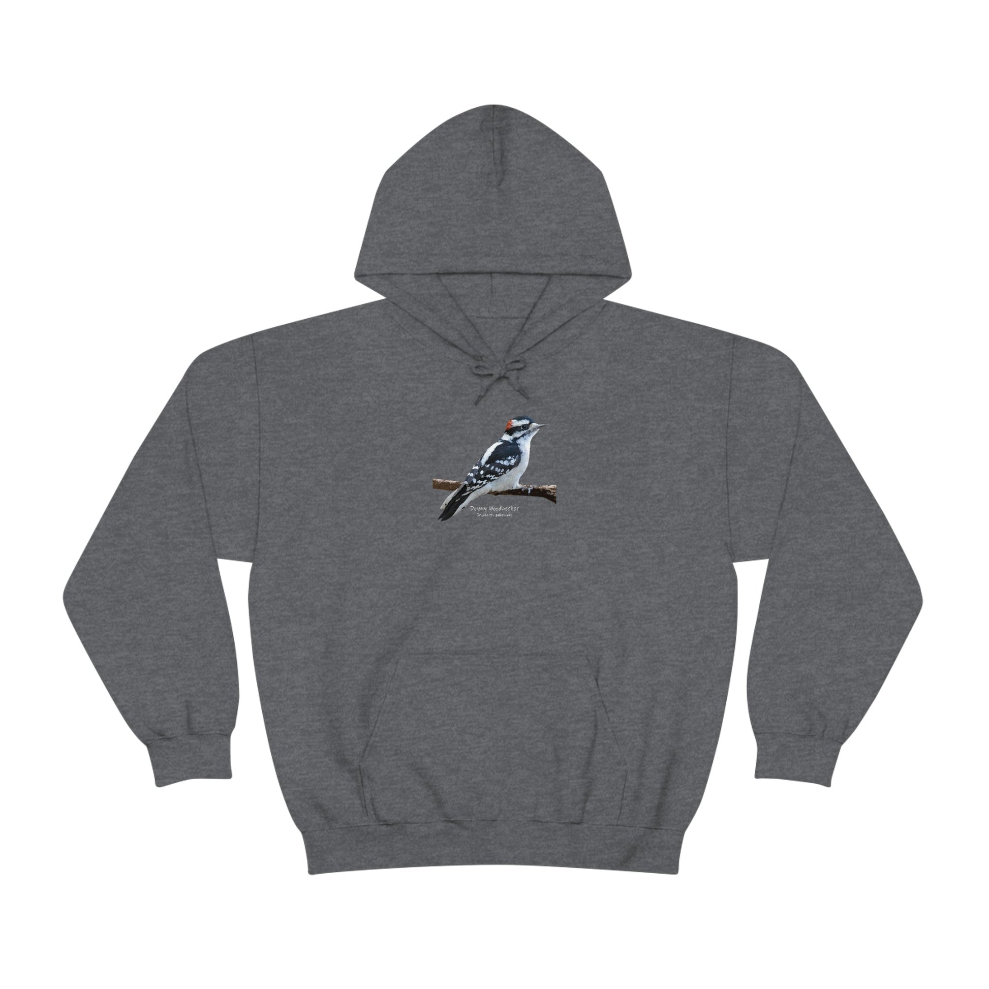 Downy Woodpecker (PS Dry Brush) Heavy Blend Hooded Sweatshirt, Birds, Birding, Birder, Bird Watching, Bird Watcher, Birdwatcher Gifts,