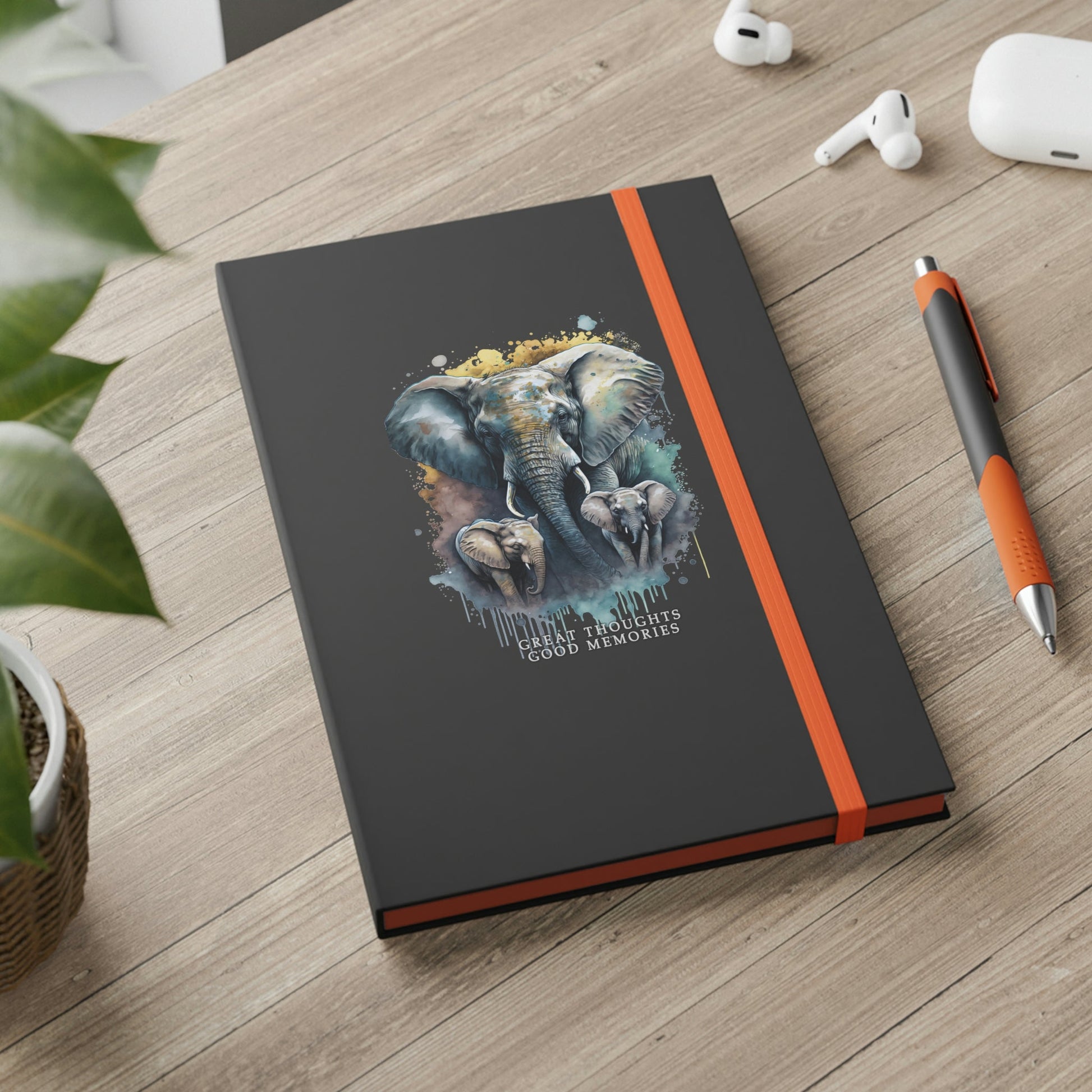 Elephant "Great Thoughts, Good Memories" Color Contrast Notebook Journal - Ruled