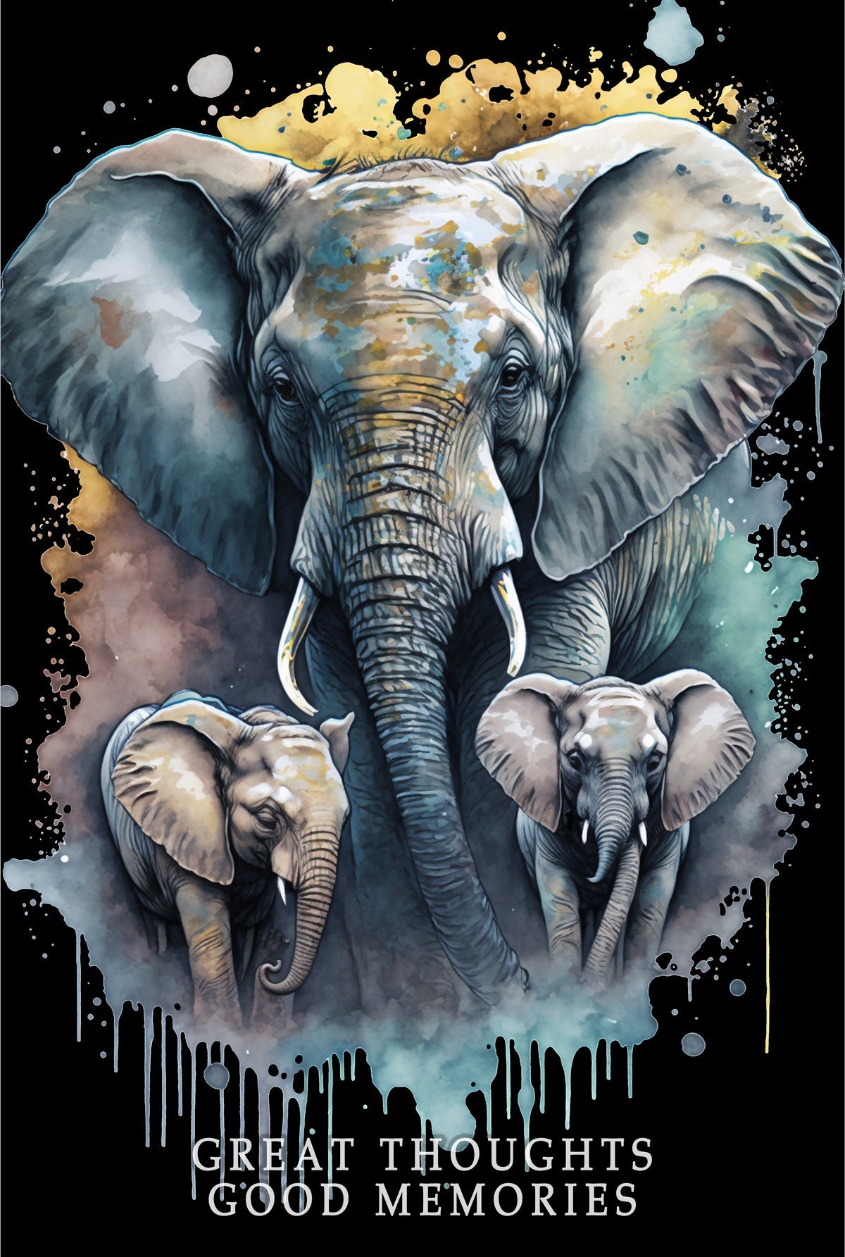 Elephant "Great Thoughts, Good Memories" Color Contrast Notebook Journal - Ruled