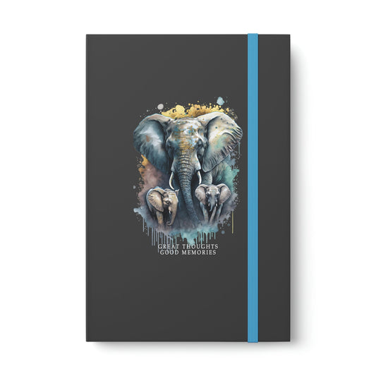 Elephant "Great Thoughts, Good Memories" Color Contrast Notebook Journal - Ruled