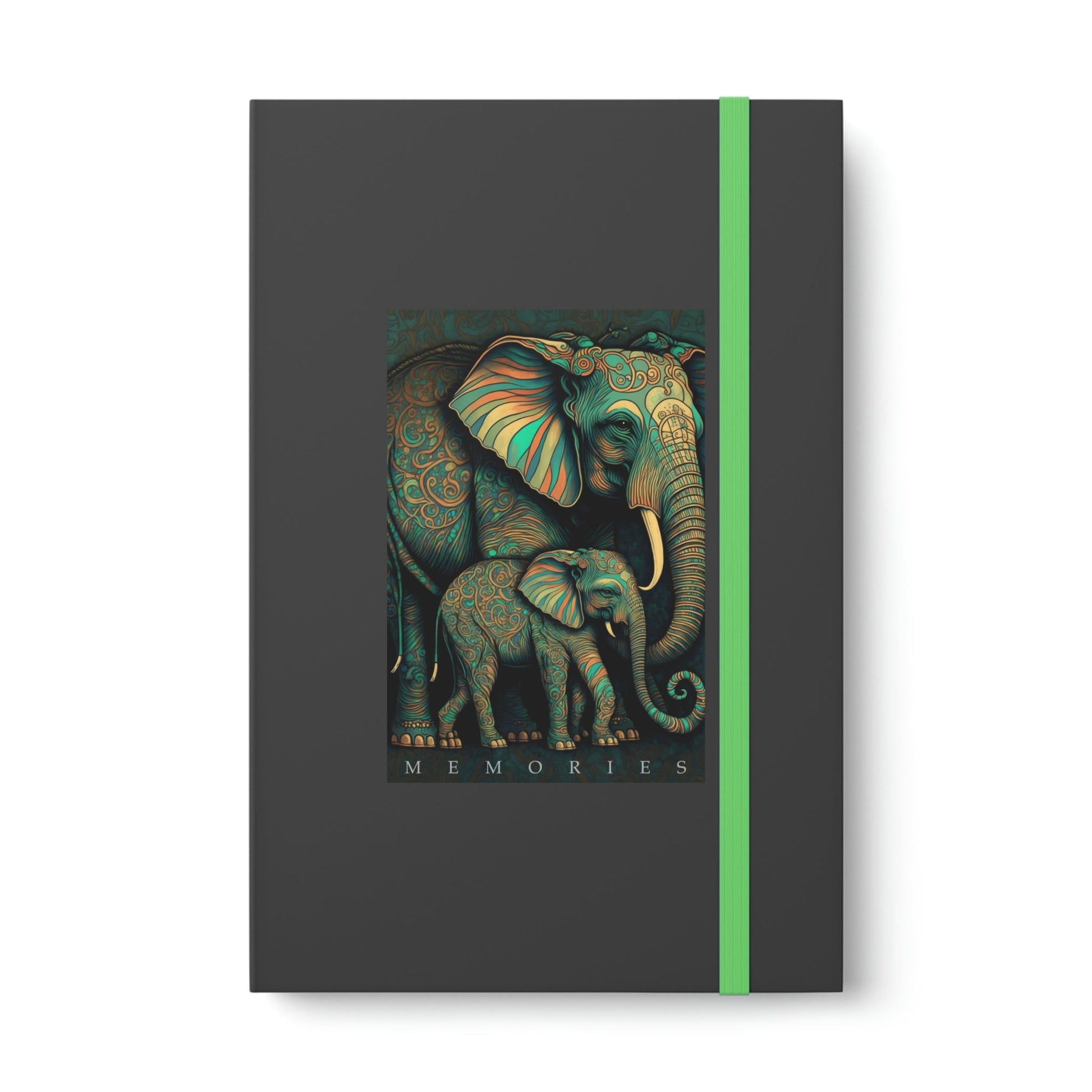 Elephant "Memories" Color Contrast Notebook Journal - Ruled